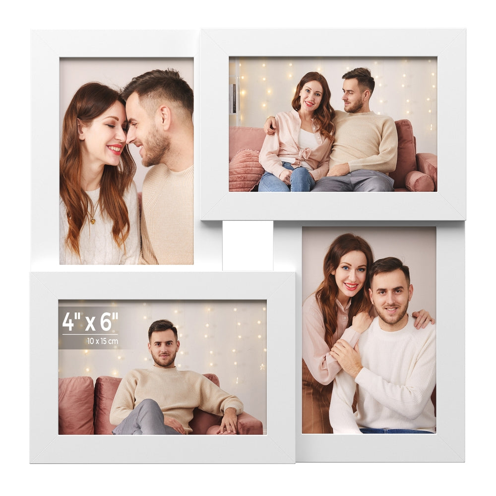 Family Photo Collage Frame Set of 4 for Wall Decor - White 4x6