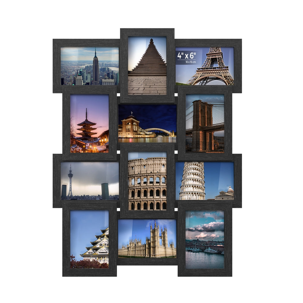 Collage Picture Frames - 4x6 for Wall Decor Set of 12 - Ink Black