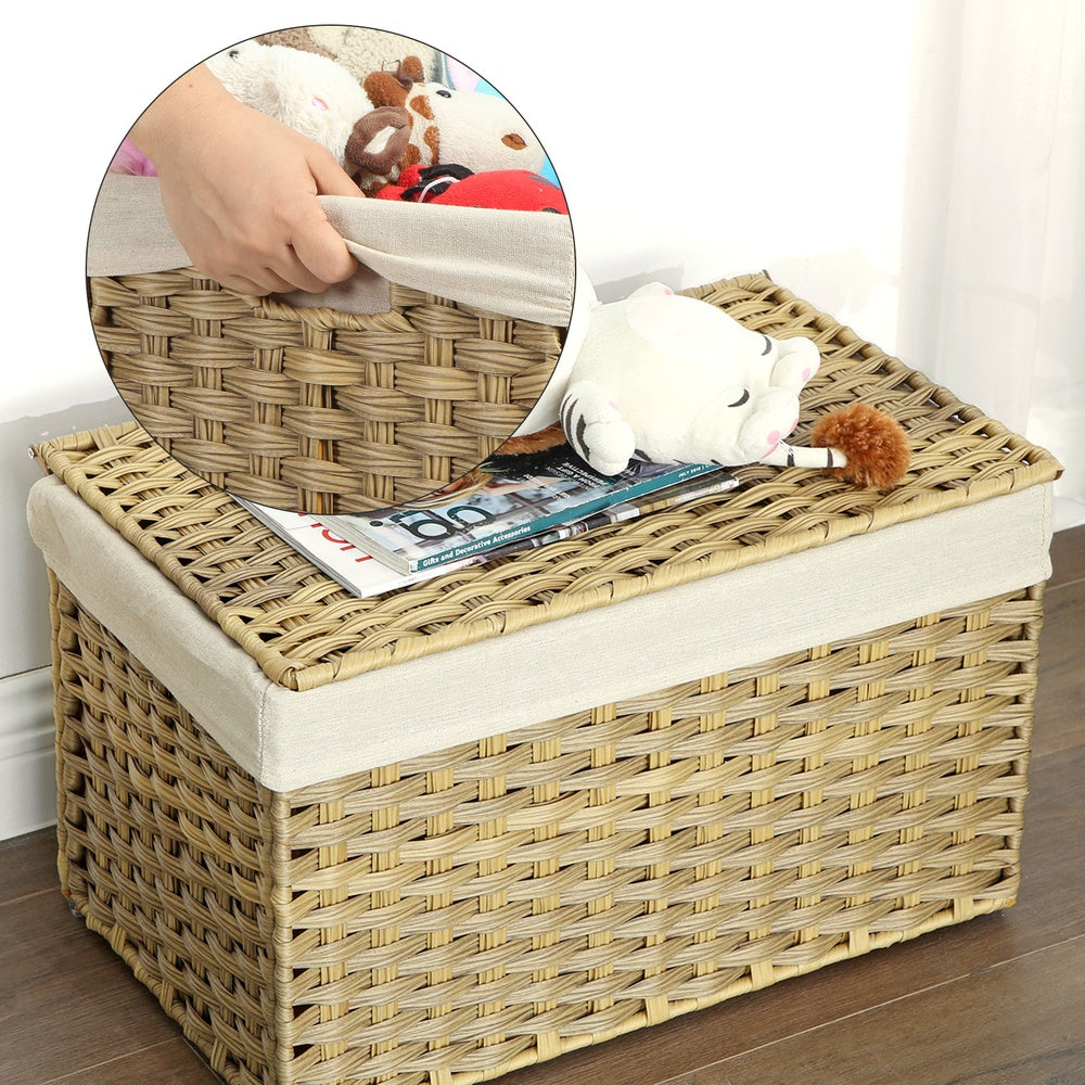 Woven Storage Basket - 27.7 Gallon - Lid and Handles