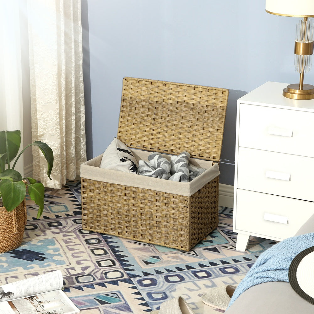Woven Storage Basket - 27.7 Gallon - Lid and Handles