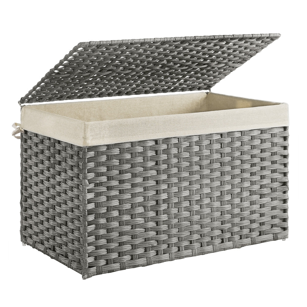 27.7 Gallon (105L) Woven Storage Basket with Lid and Handles Gray - Gray - 17.7"D x 29.9"W x 18.1"H