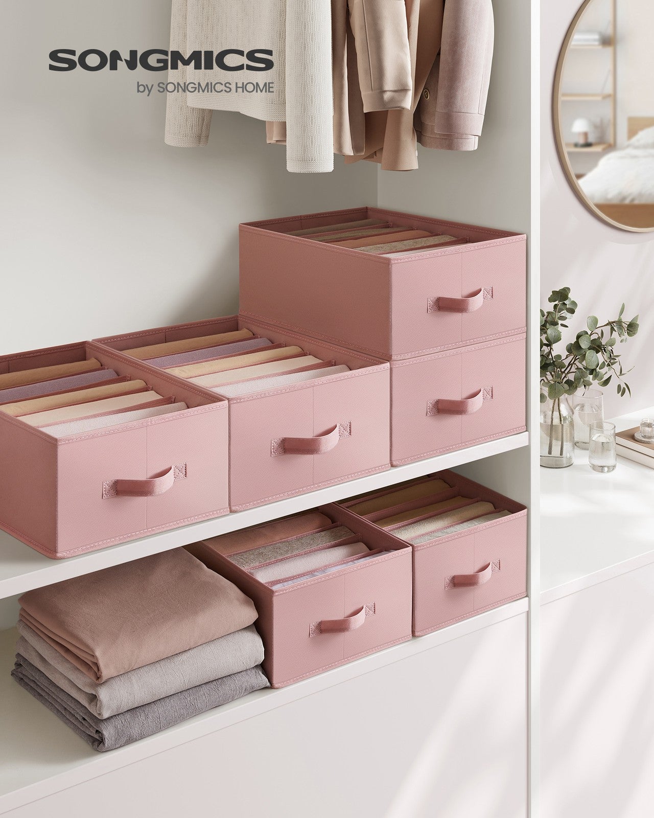Set of 4 Large Size Wardrobe Clothes Organizers - Jelly Pink