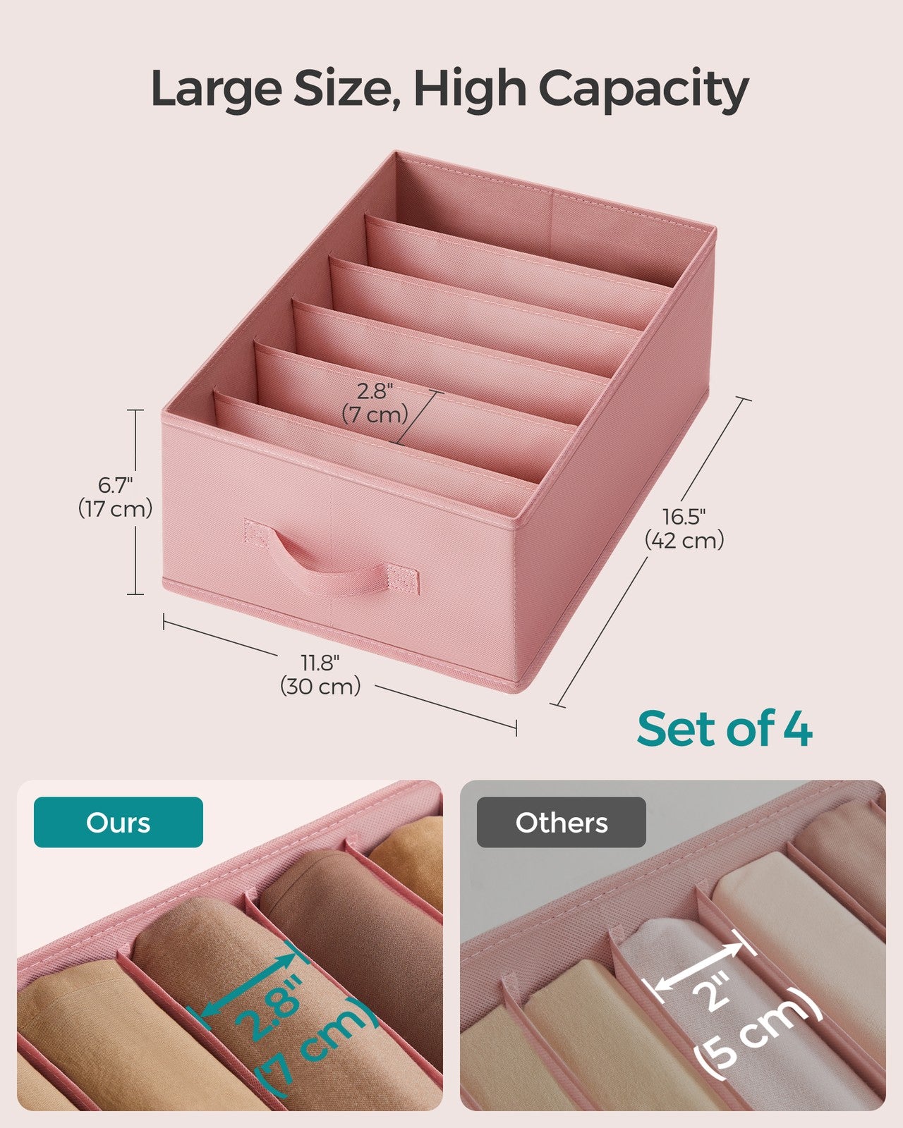 Set of 4 Large Size Wardrobe Clothes Organizers - Jelly Pink