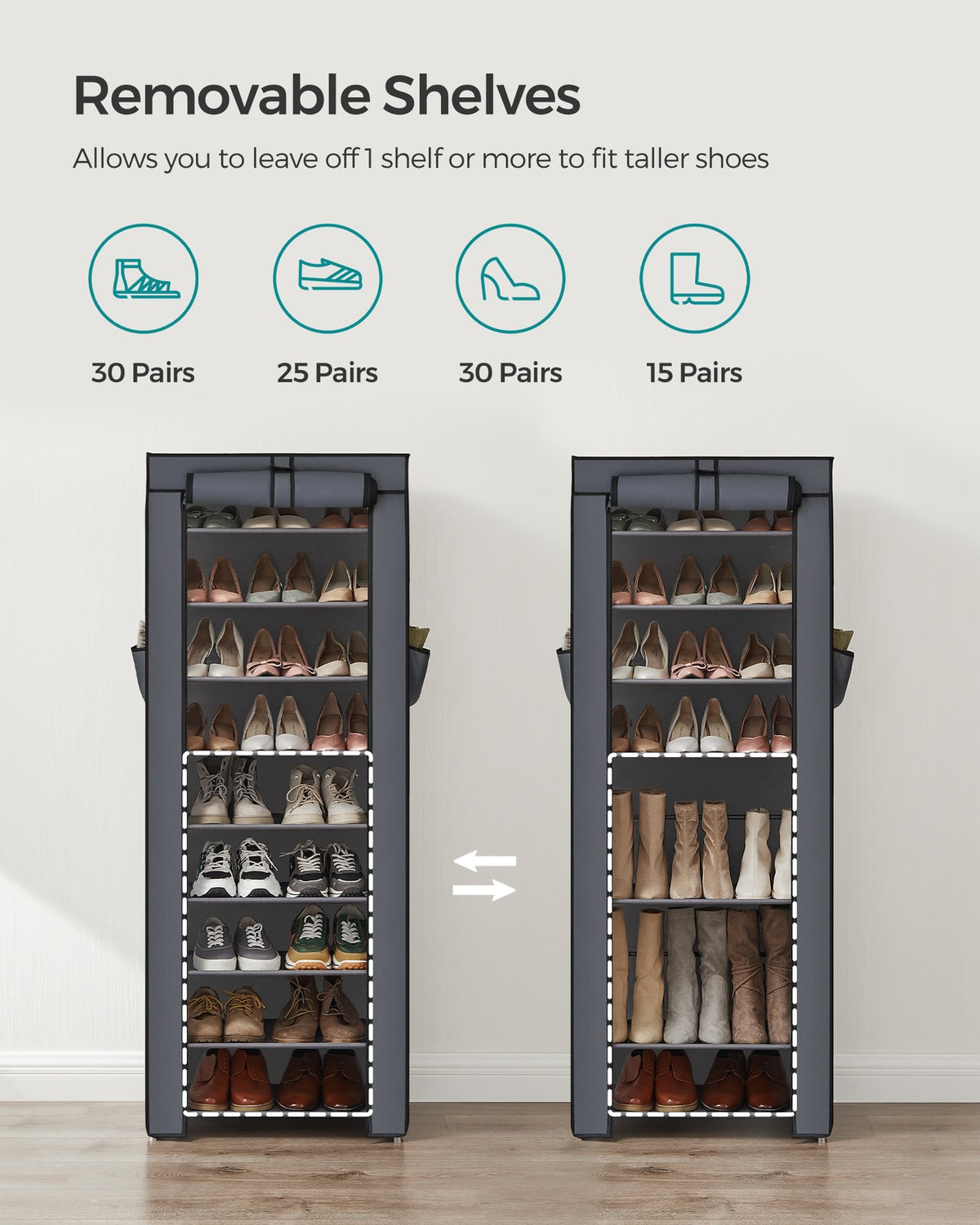 Shoe Rack - 9-Tier - Nonwoven Fabric Cover