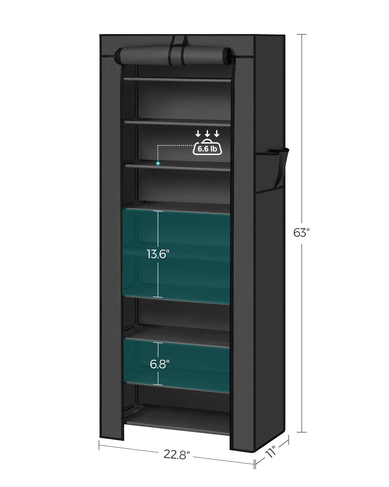 9 Tier Shoe Rack with Nonwoven Fabric Cover - Black