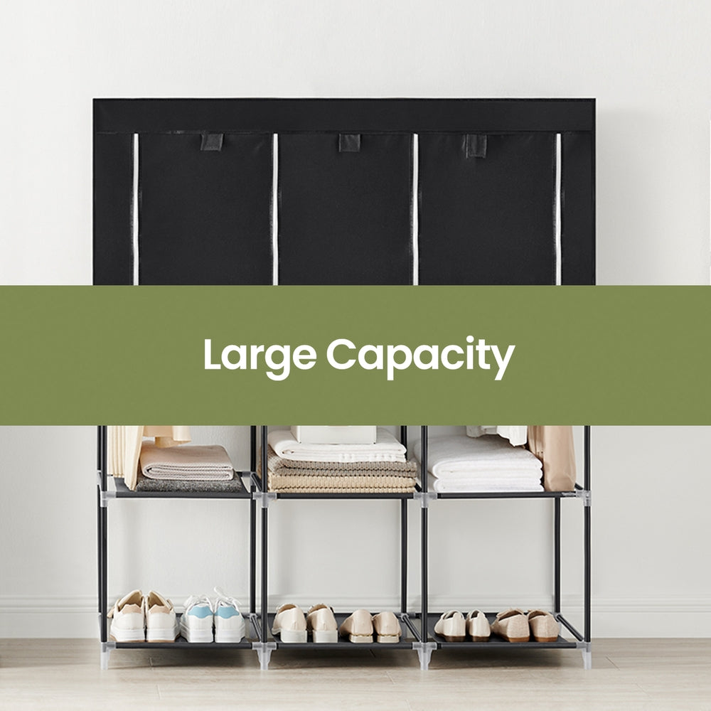 Portable Wardrobe Closet Organizer with Cover for Bedroom Storage