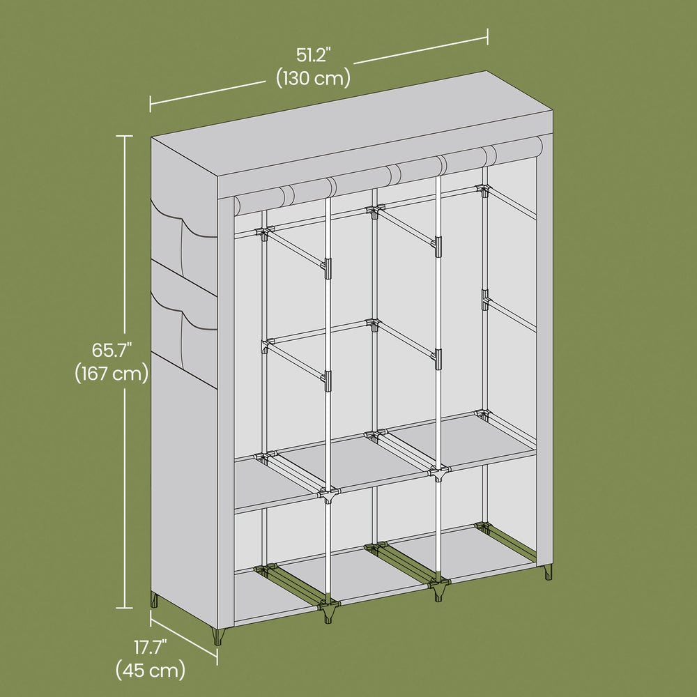 Portable Wardrobe Closet Organizer with Cover for Bedroom Storage