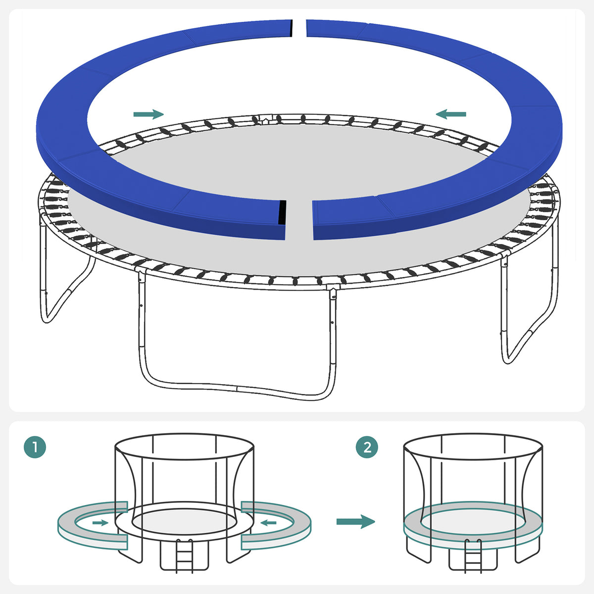 Replacement Trampoline Safety Pad - 14 ft - Waterproof Cover