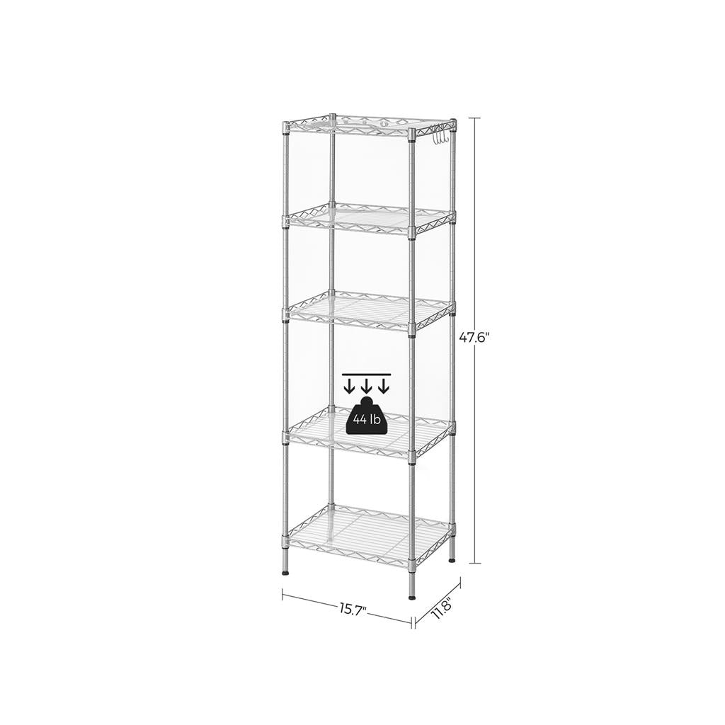 Metal Storage Shelf - 5-Tier - Adjustable Shelves - 220 lb Capacity