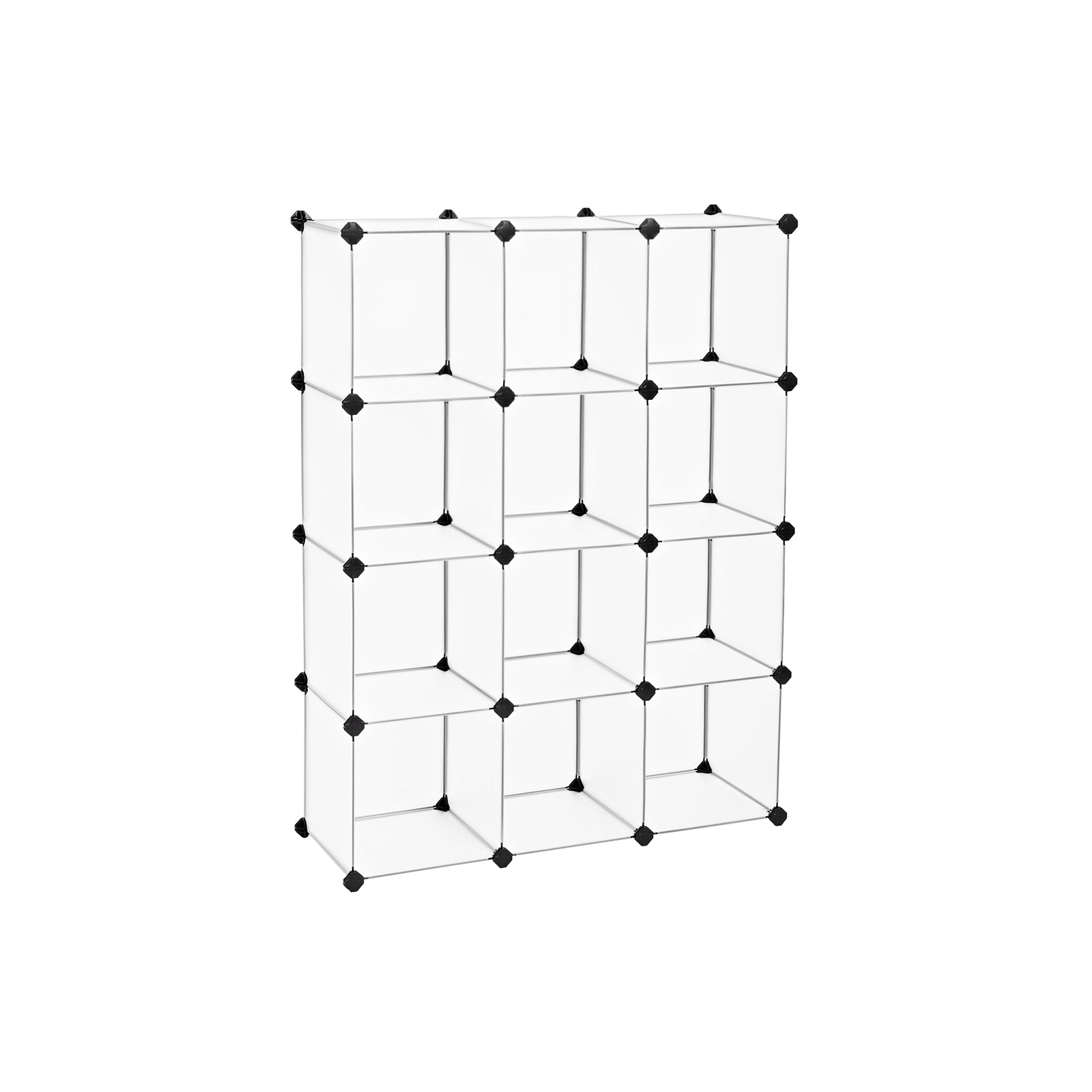 Set of 12 Plastic Cubes Storage Organizer - White - 12.2”D x 36.6”W x 48.4”H