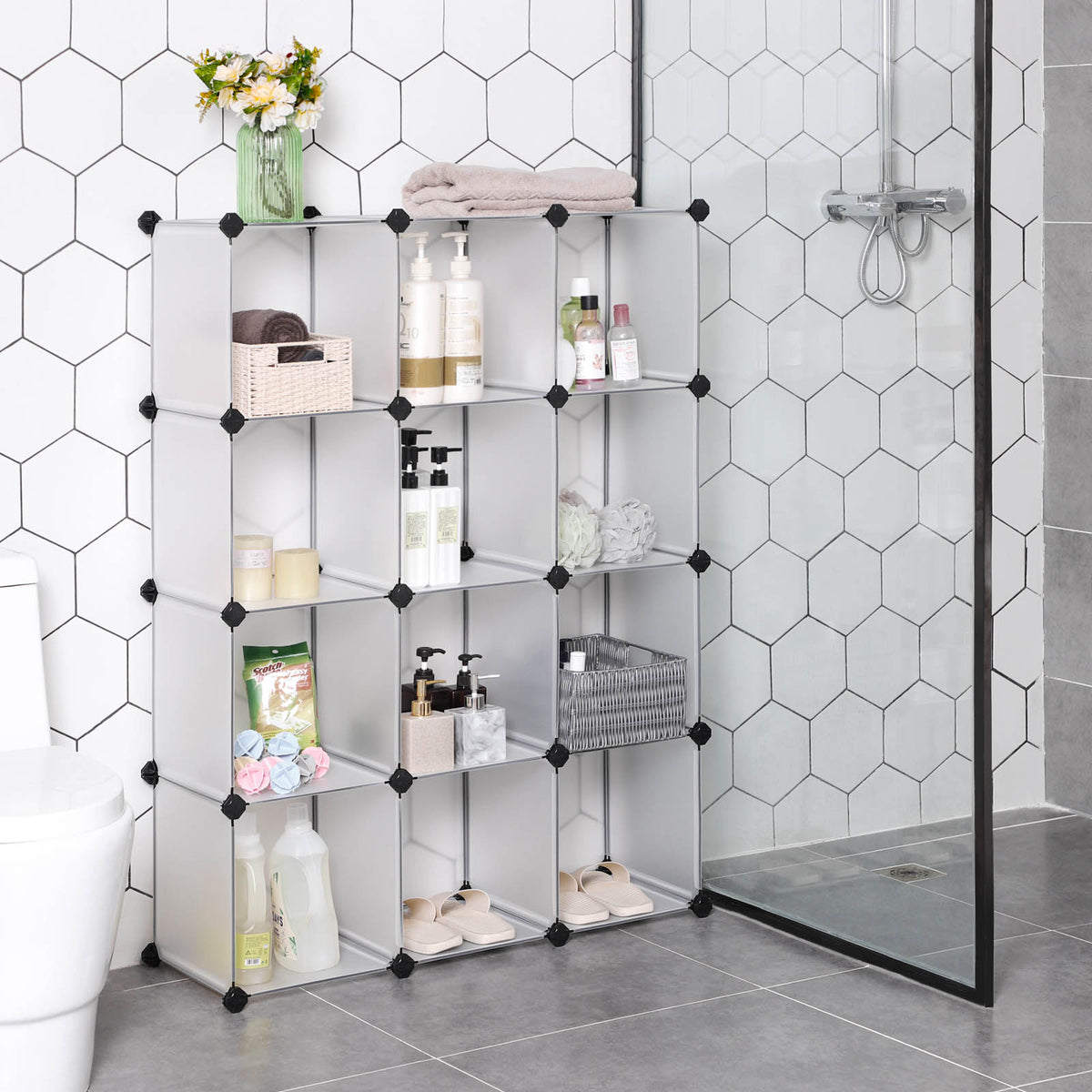 Plastic Cube Storage Organizer - Modular - Set of 12