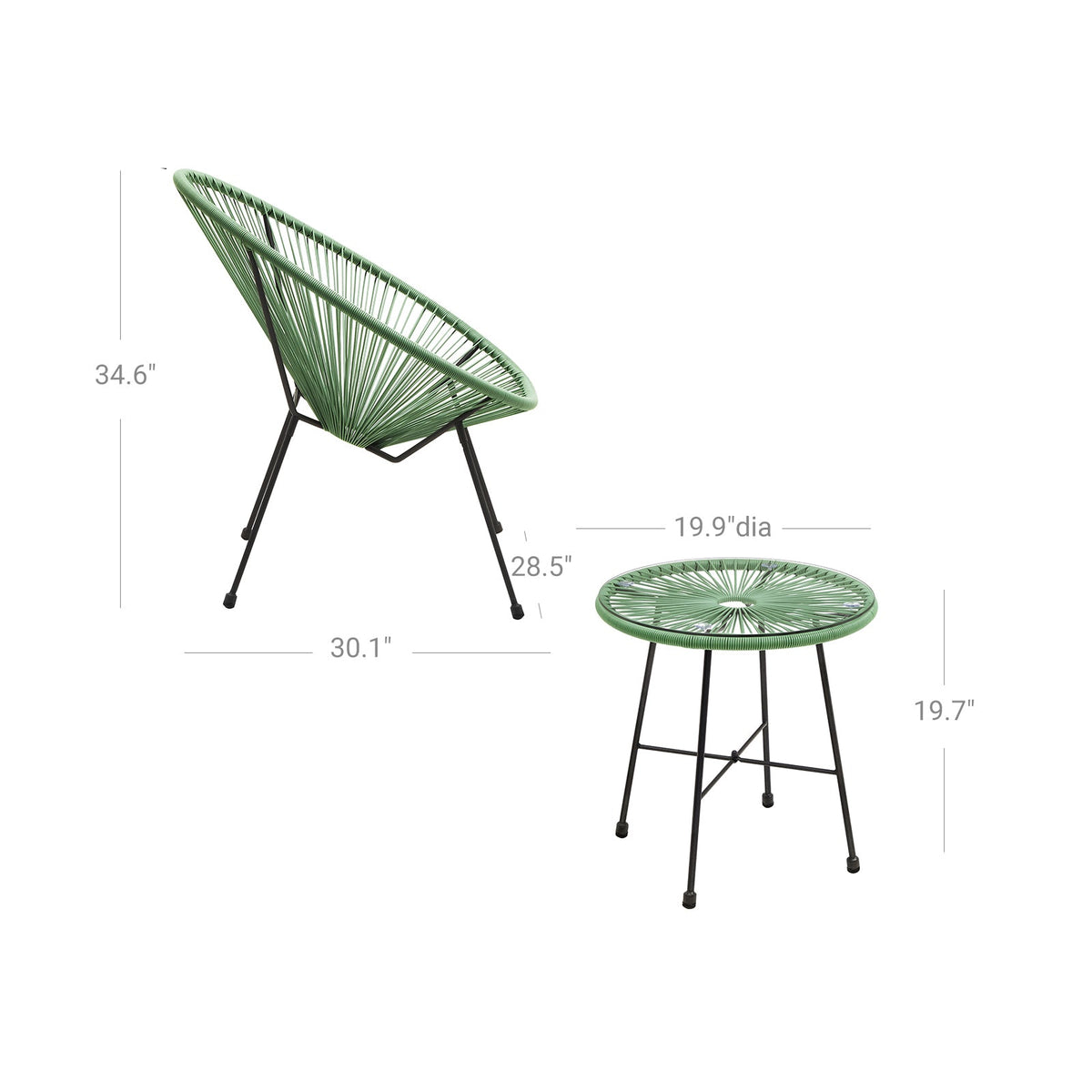 3-piece patio set with acapulco chairs and glass table - patio - garden furniture set