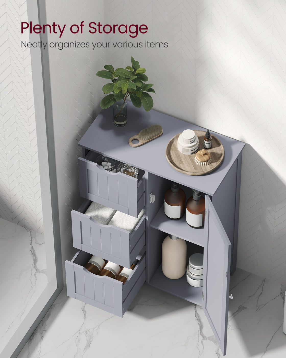 Bathroom Floor Storage Cabinet - Freestanding Bathroom Storage Unit with 3 Drawers