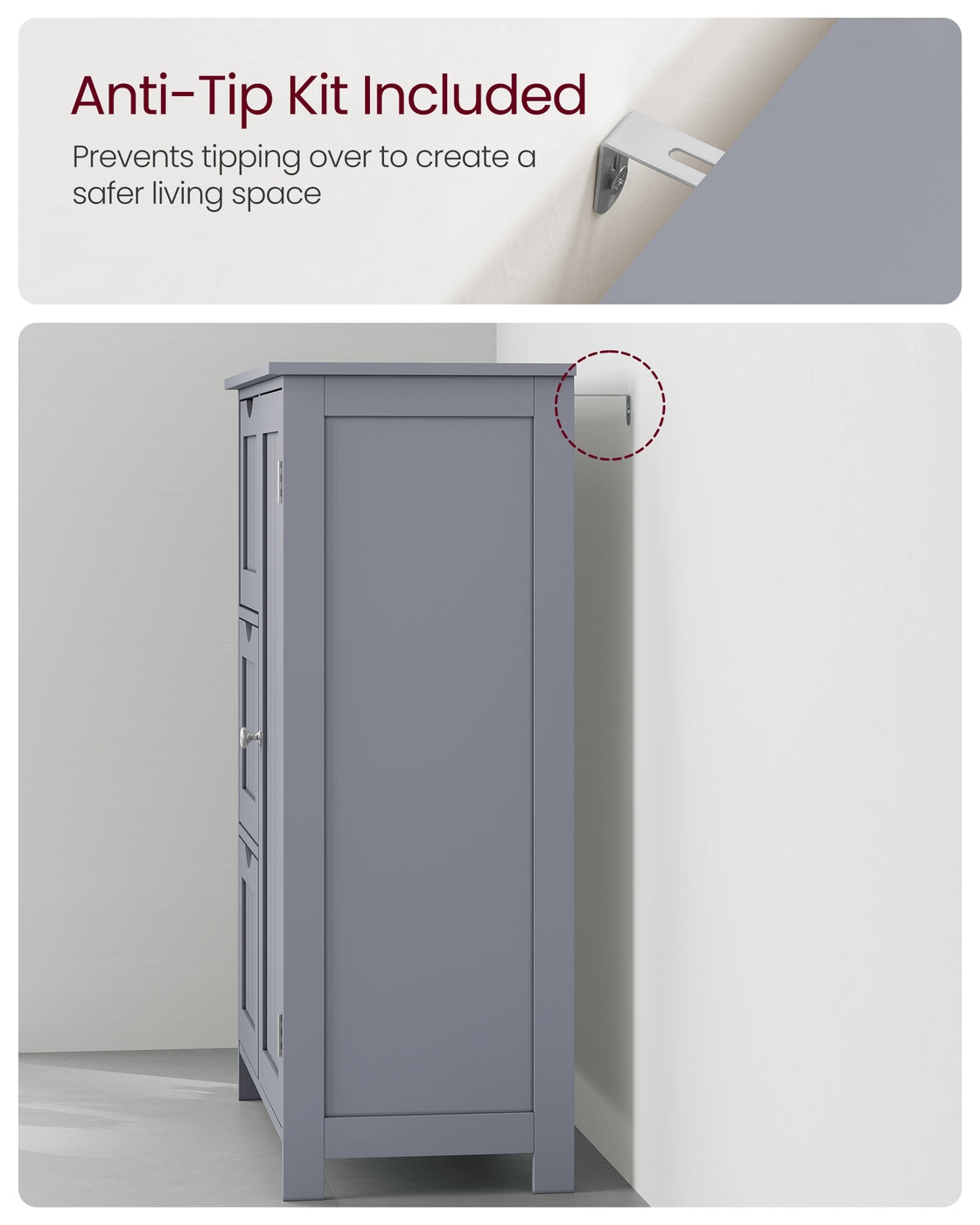 Bathroom Floor Storage Cabinet - Freestanding Bathroom Storage Unit with 3 Drawers