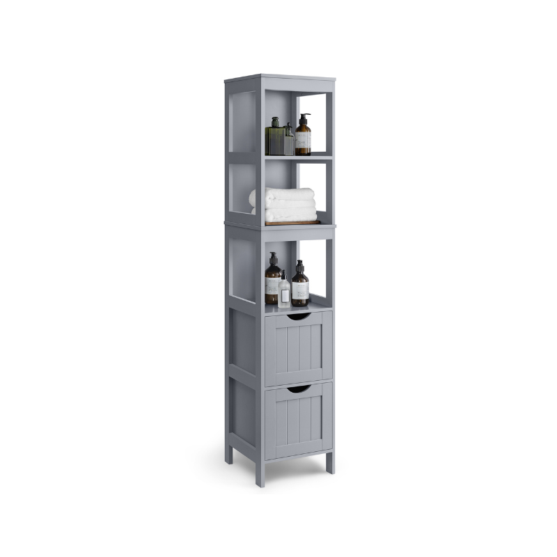 Bathroom Floor Cabinet with 2 Removable Drawers - Dove Grey