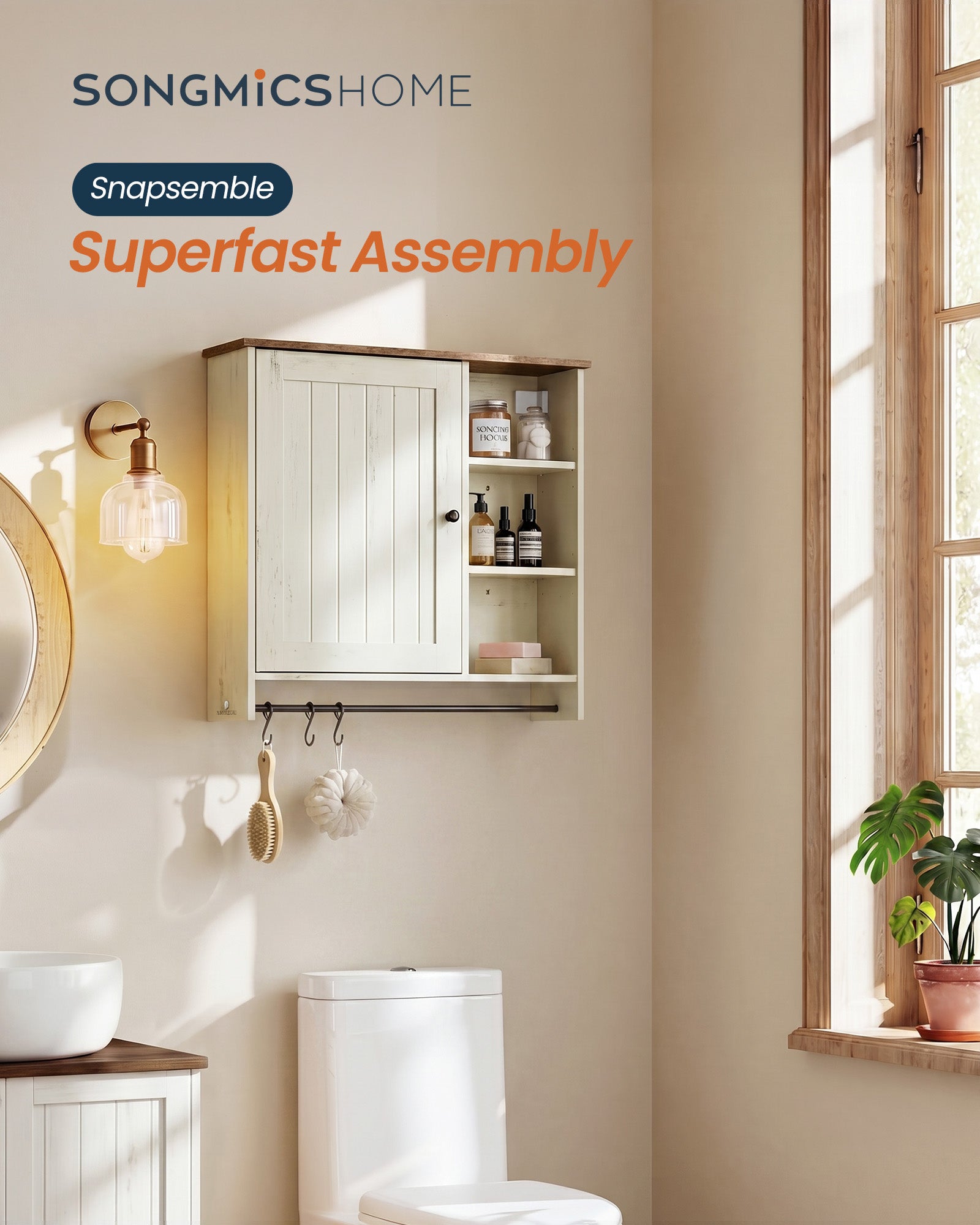 Wall Mounted Storage Cabinet with Adjustable Shelves for Bathroom