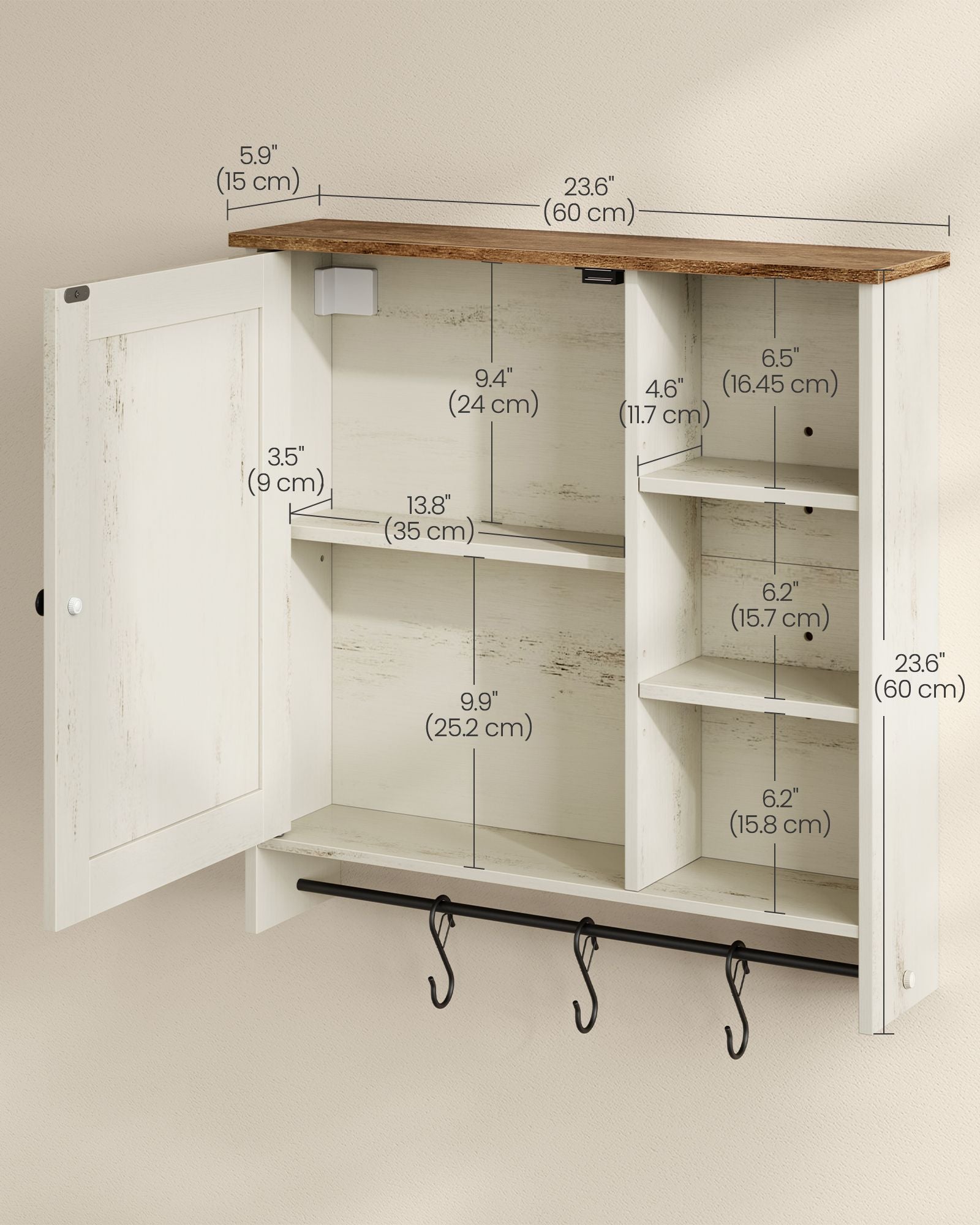 Wall Mounted Storage Cabinet with Adjustable Shelves for Bathroom