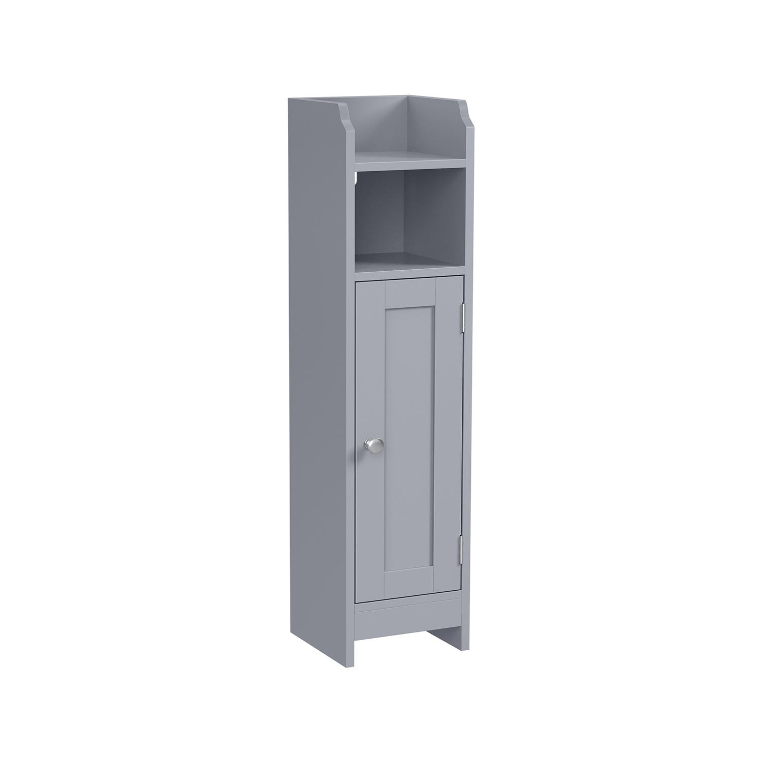 Small Bathroom Storage Corner Floor Cabinet with Door and Shelves - Mystic Gray
