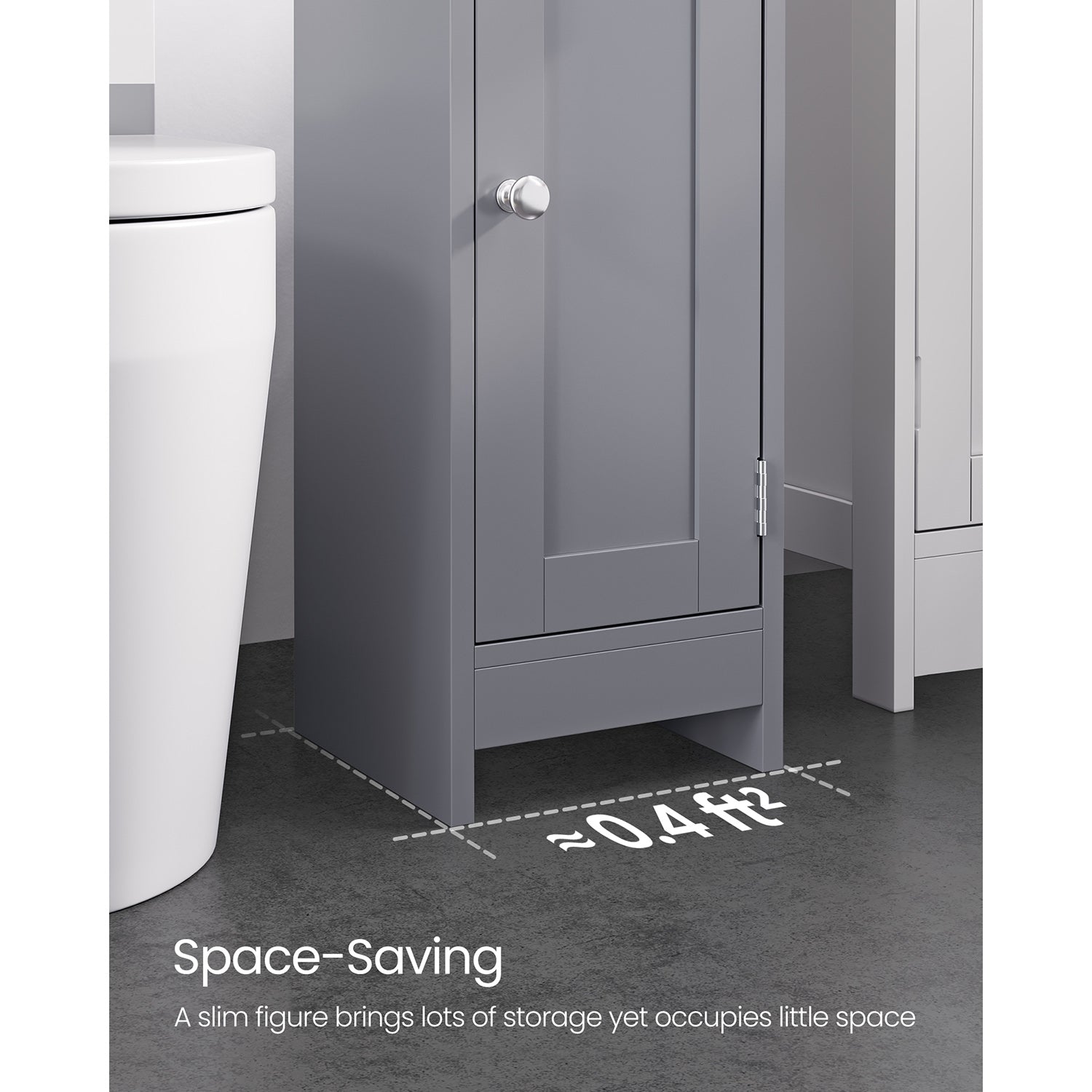 Small Bathroom Storage Corner Floor Cabinet with Door and Shelves - Mystic Gray