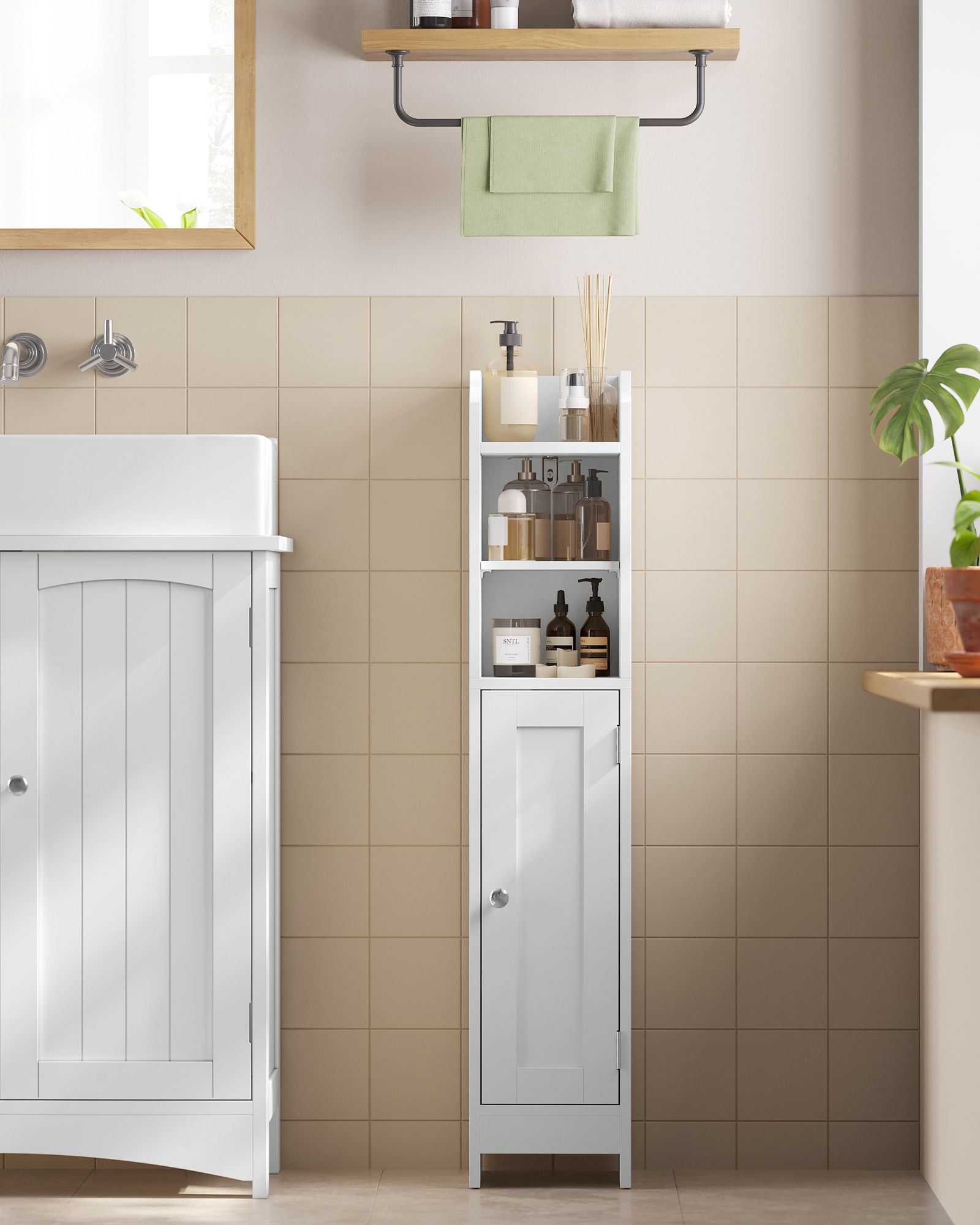 Small Bathroom Storage Corner Floor Cabinet with Door