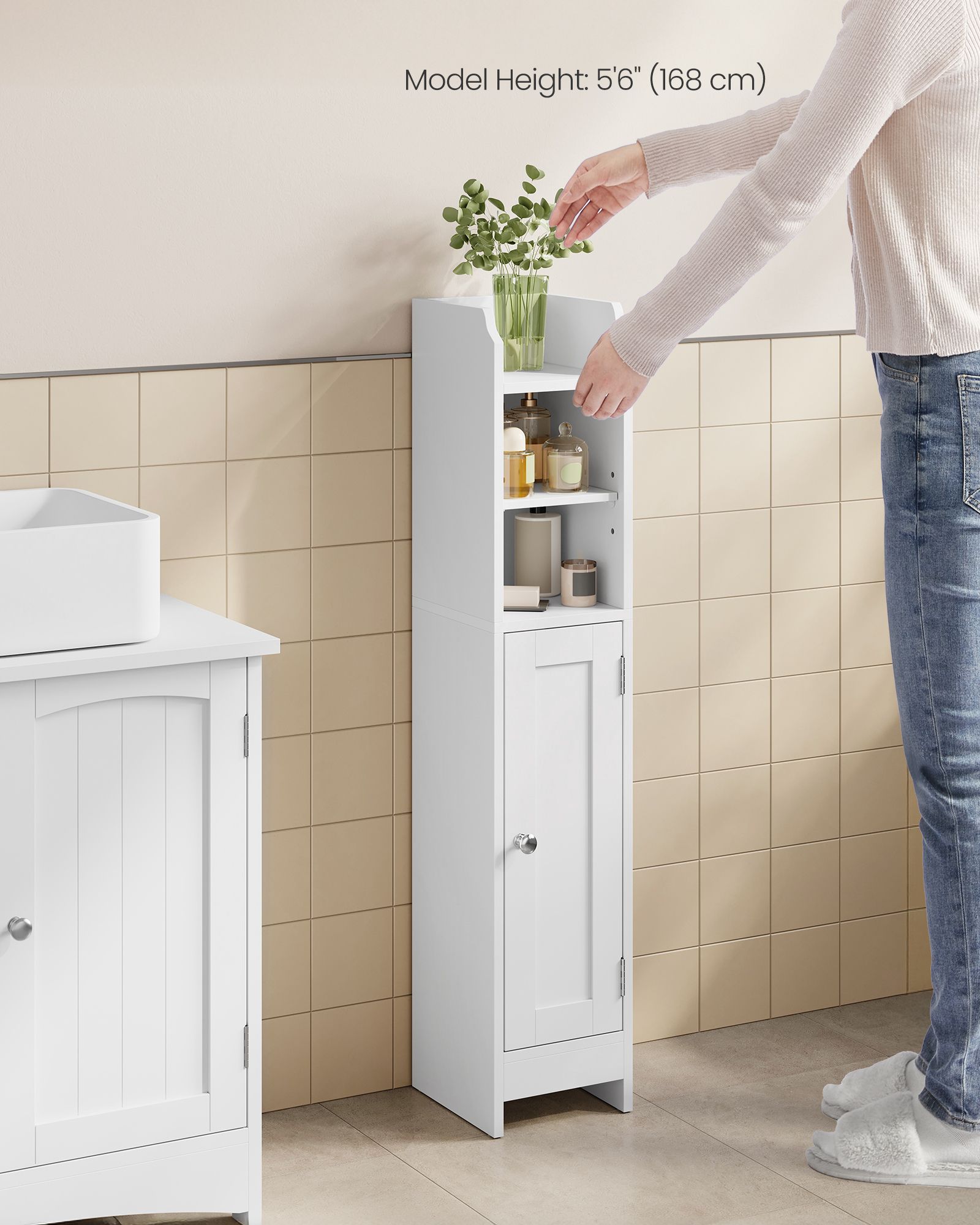 Small Bathroom Storage Corner Floor Cabinet with Door