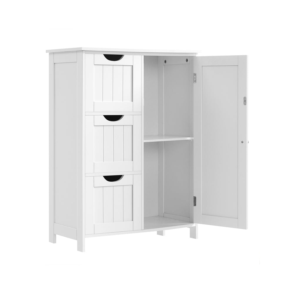 White Bathroom Storage Cabinet with 3 Drawers