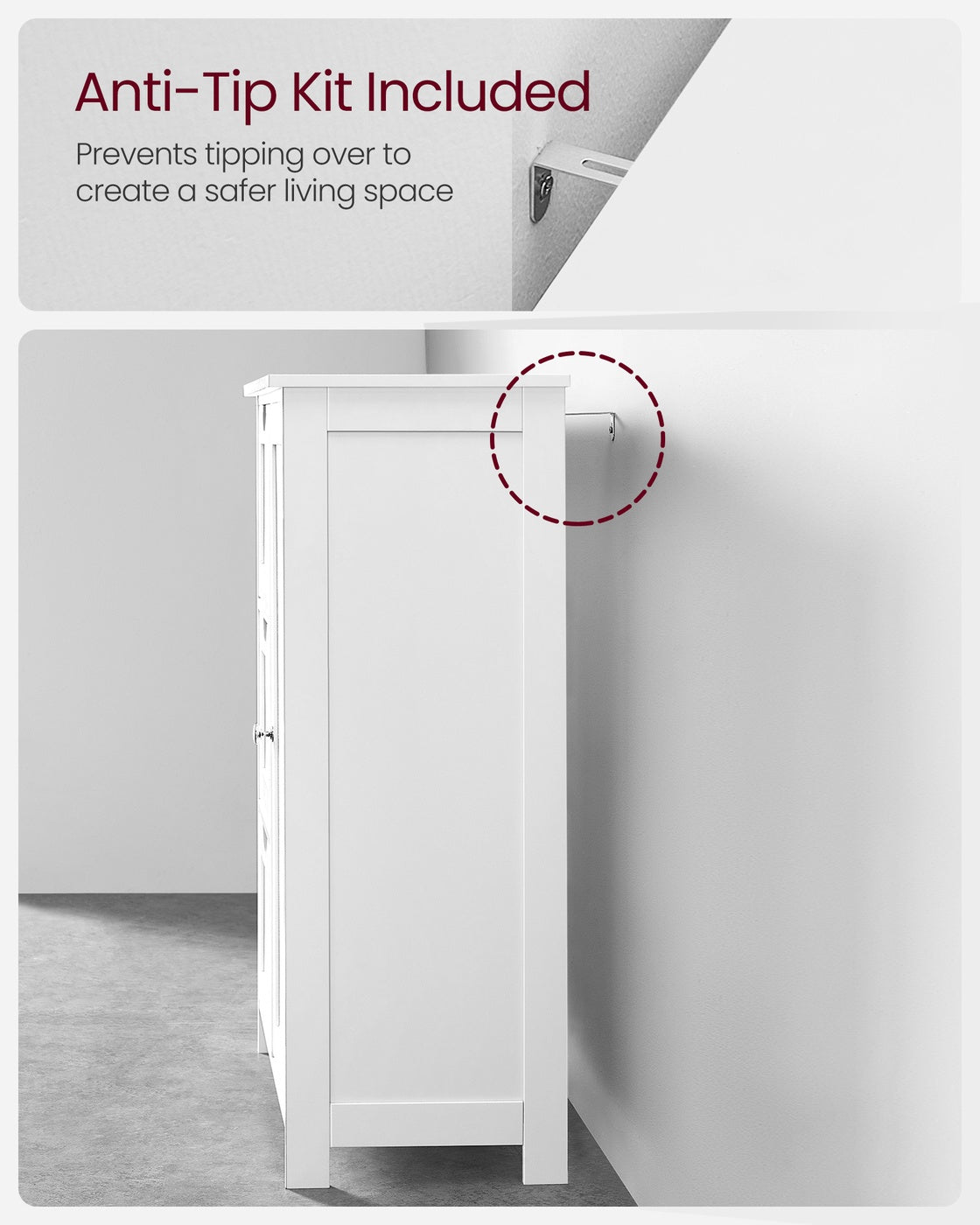 White Bathroom Storage Cabinet with 3 Drawers
