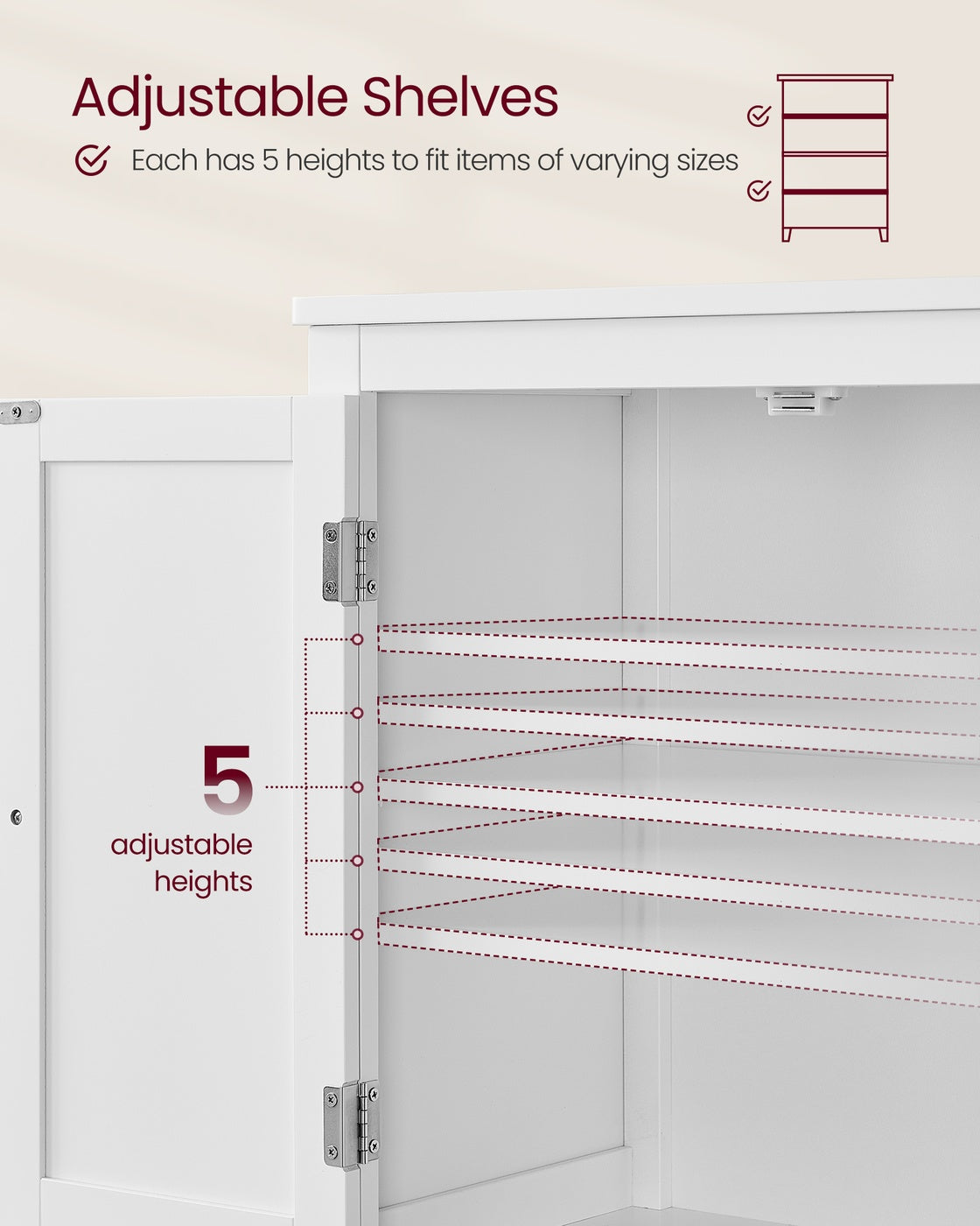 Bathroom Floor Storage Cabinet - 4 Doors