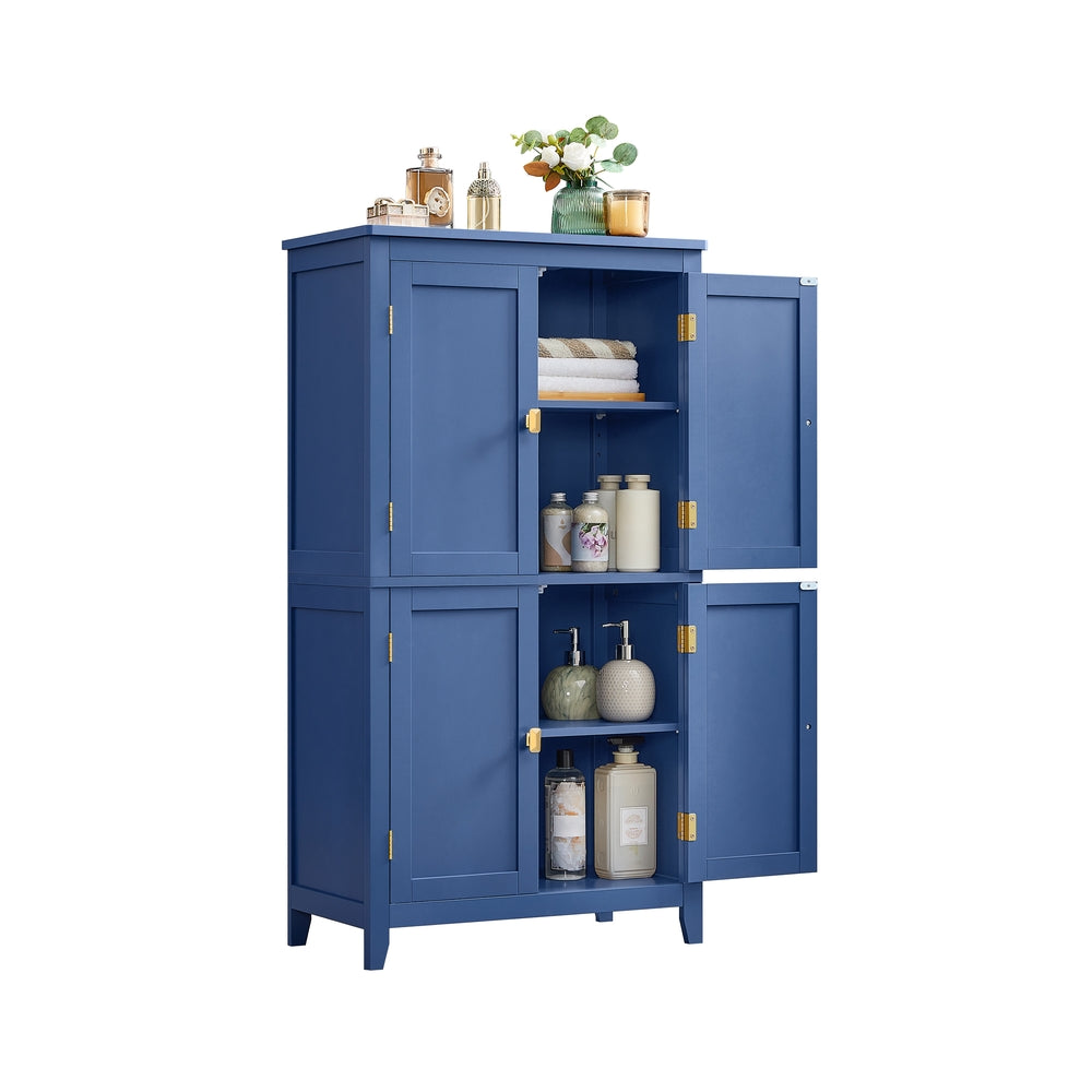 Bathroom Floor Storage Cabinet with 4 Doors - Harbor Blue