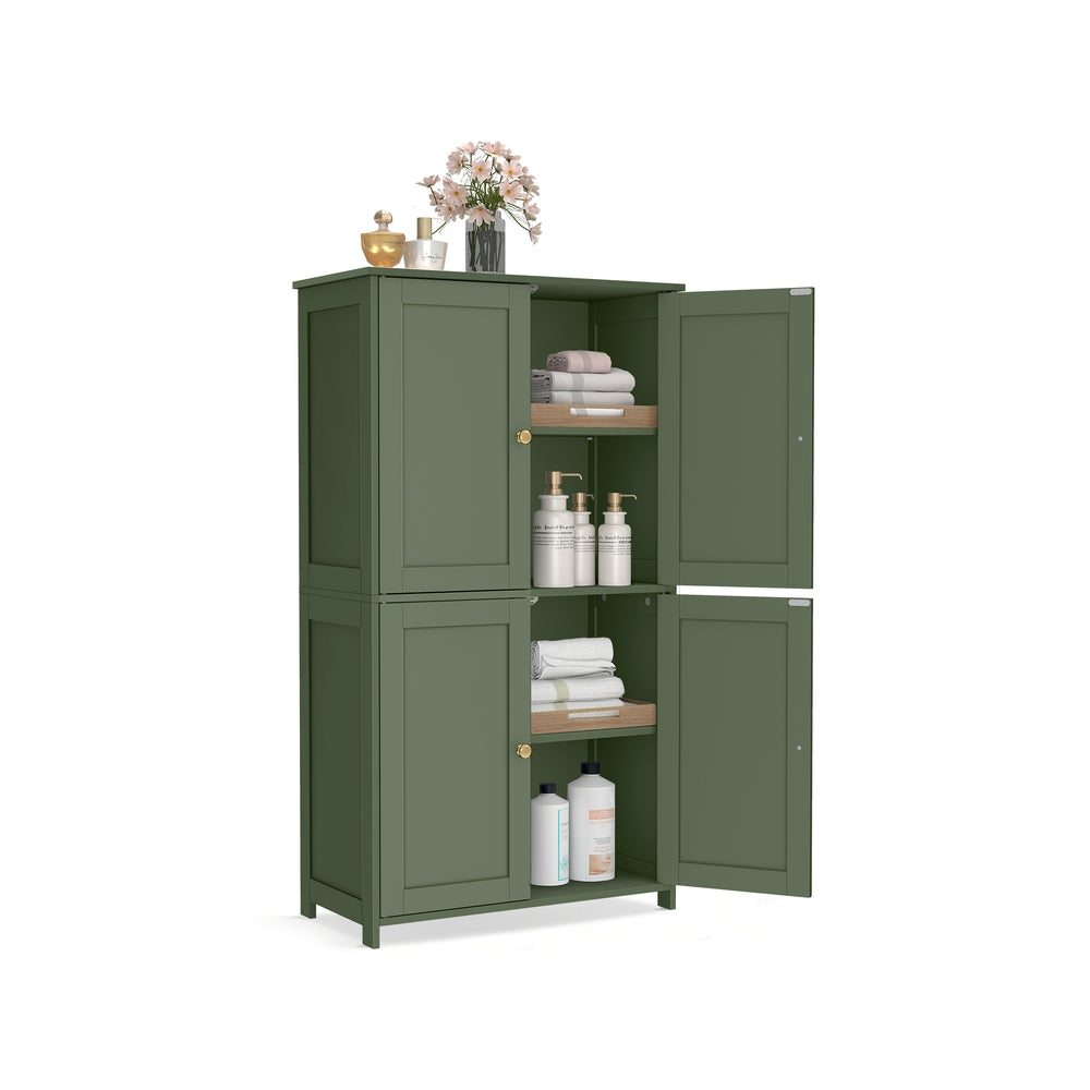 Floor Storage Cabinet - Adjustable Shelves And Doors - 43 Inch - Green