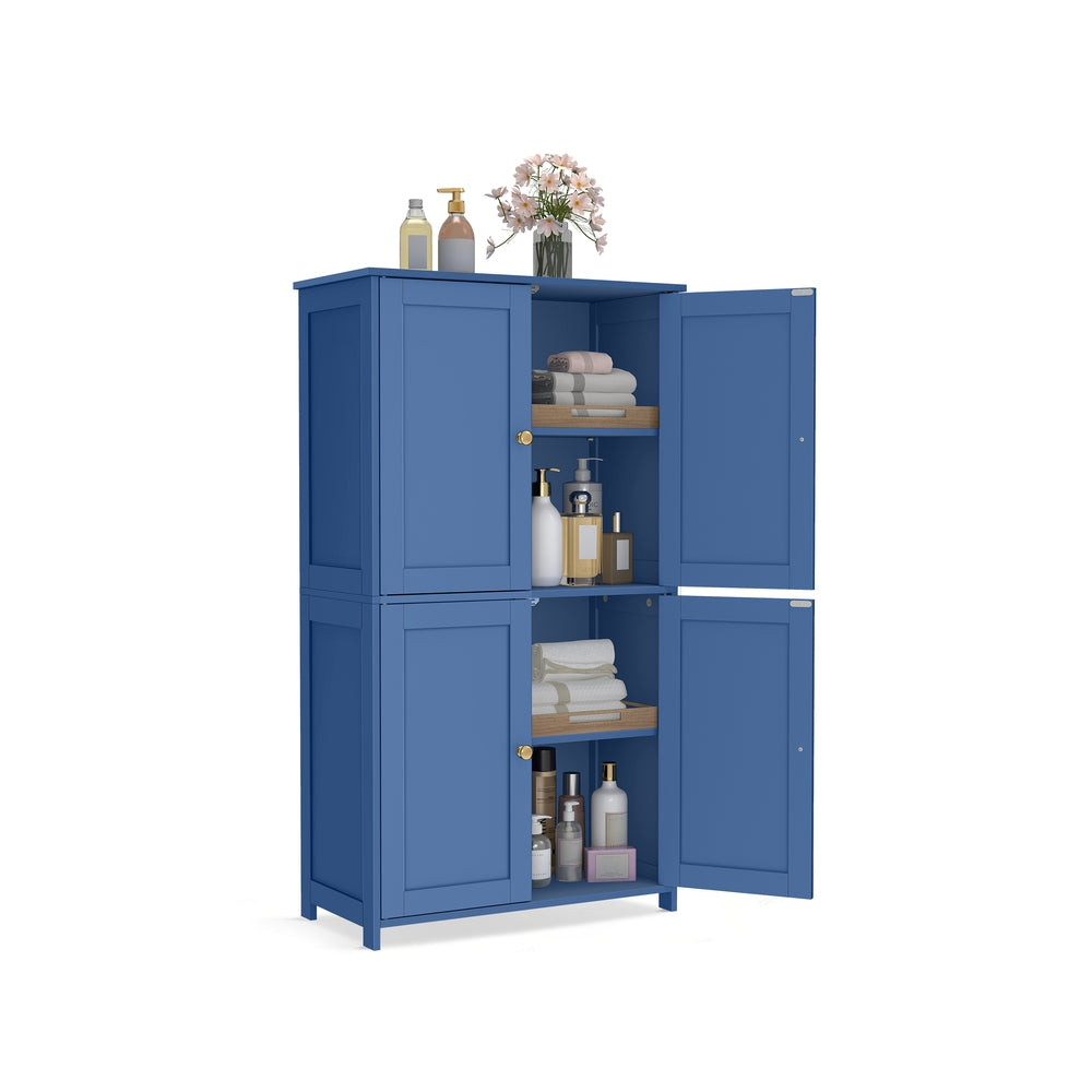 Floor Storage Cabinet - Adjustable Shelves And Doors - 43 Inch - Blue