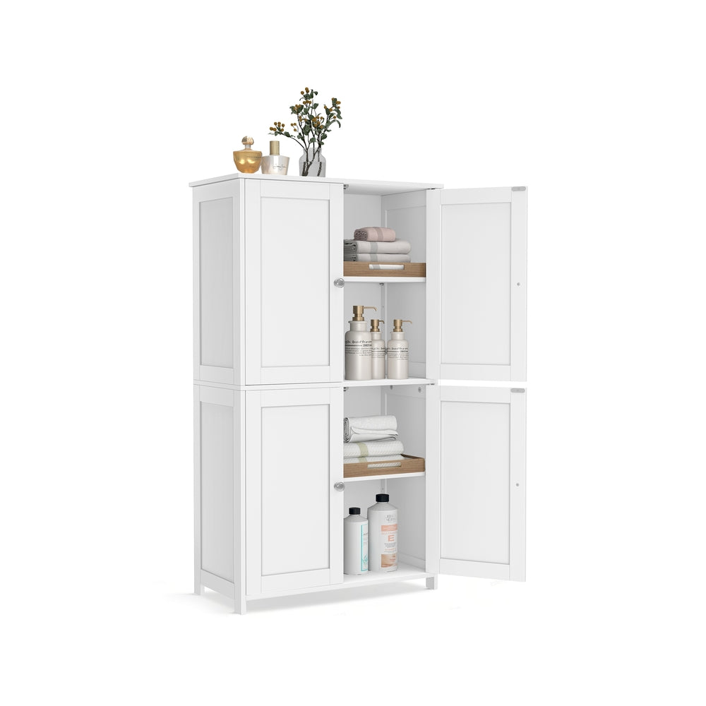 Floor Storage Cabinet - Adjustable Shelves And Doors - 43 Inch - White