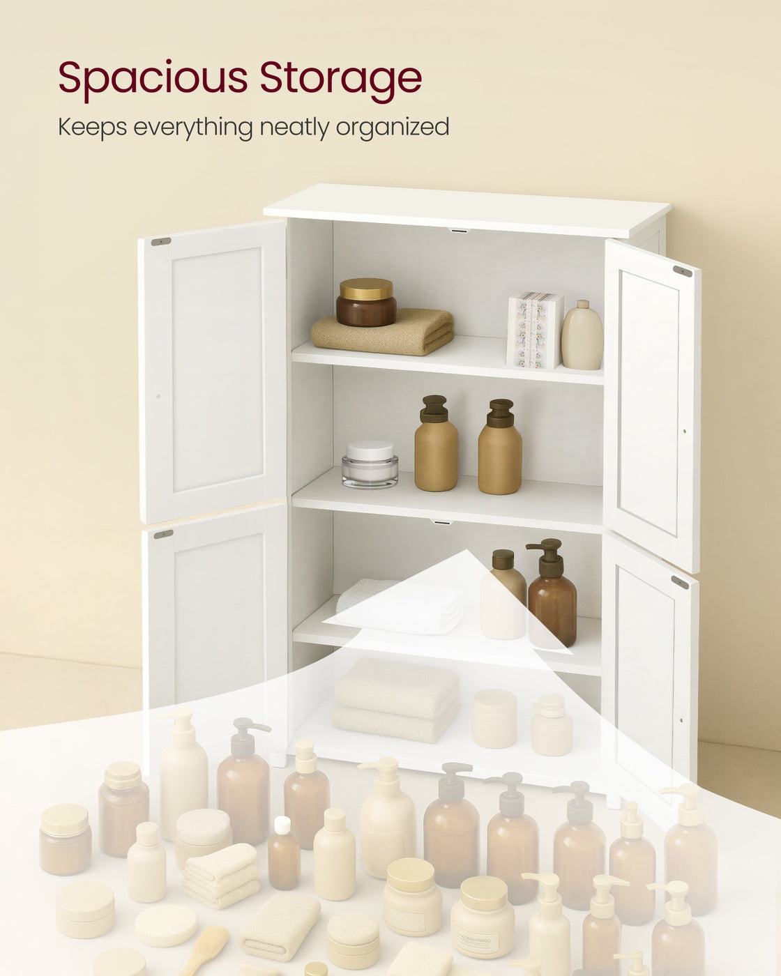 Floor Storage Cabinet - Adjustable Shelves And Doors - 43 Inch