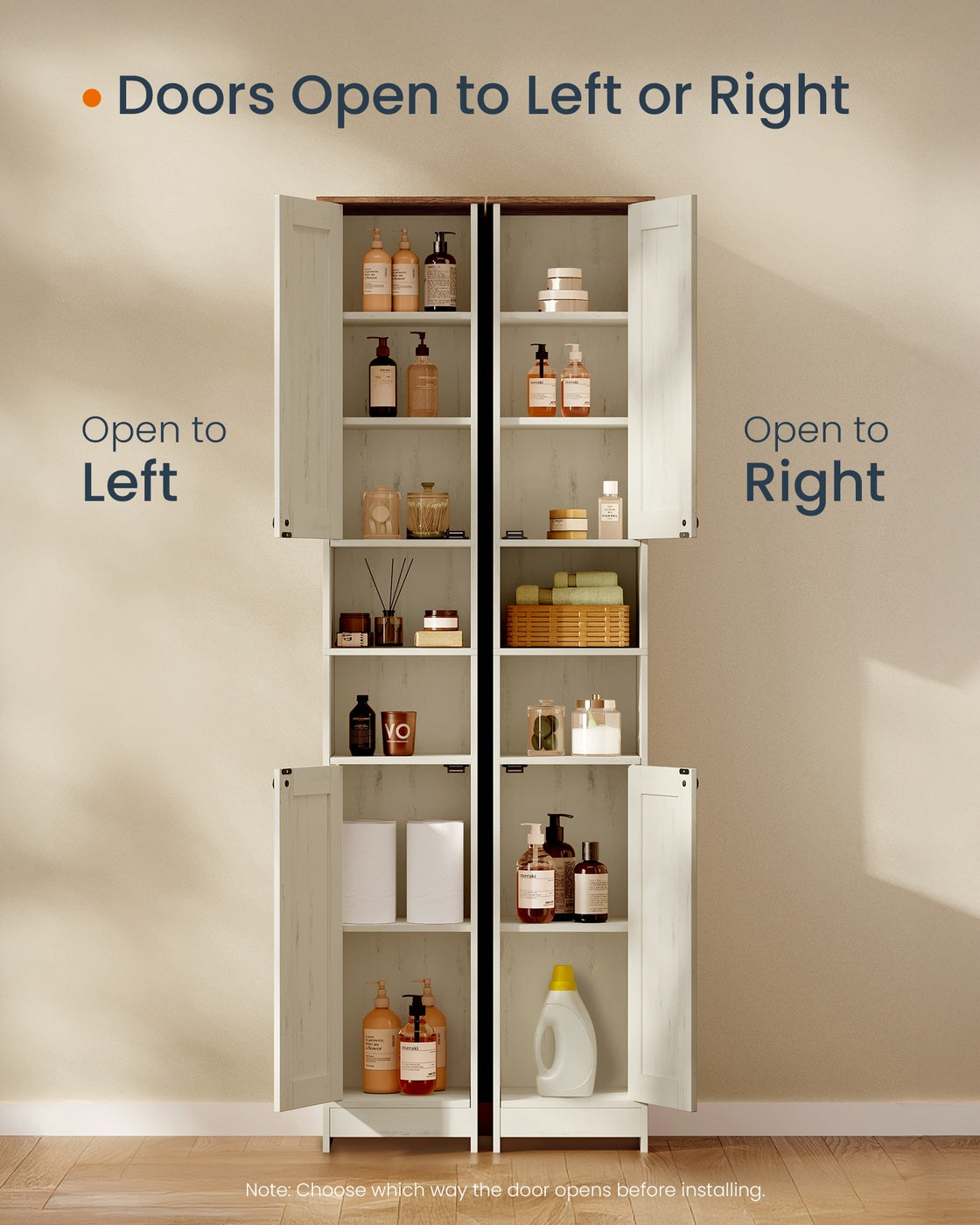 Slim Freestanding Storage Cabinet with Adjustable Shelves