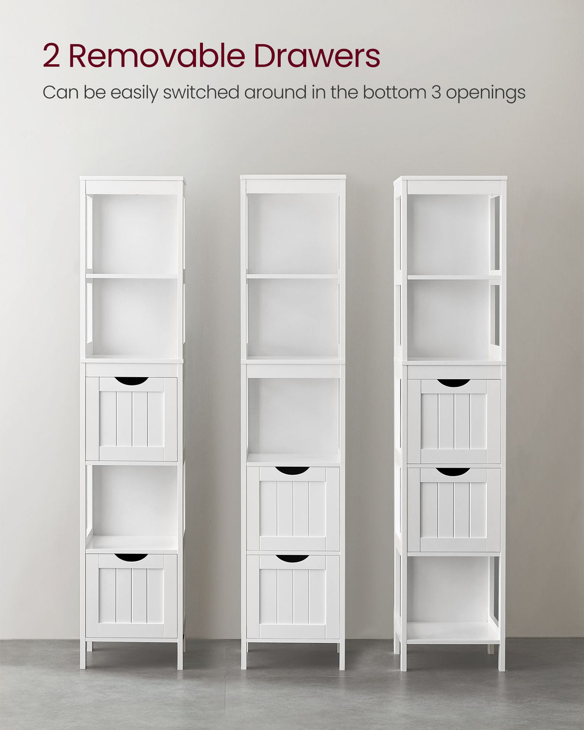 Bathroom Floor Cabinet - 2 Removable Drawers
