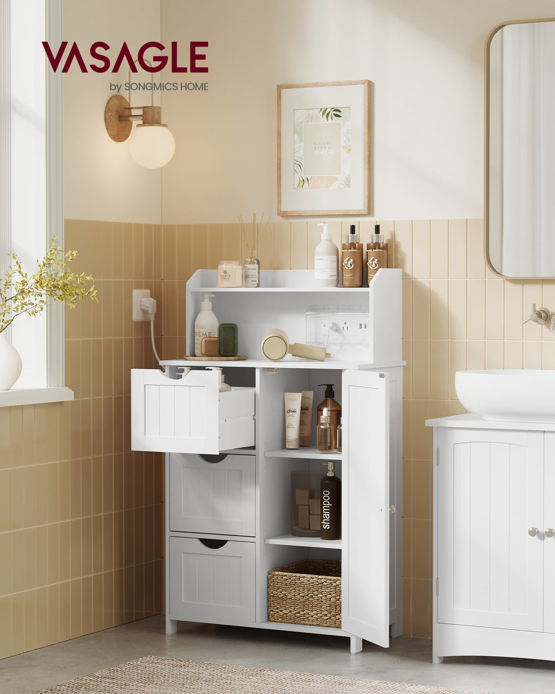 Tall Storage Cabinet With Power Strip