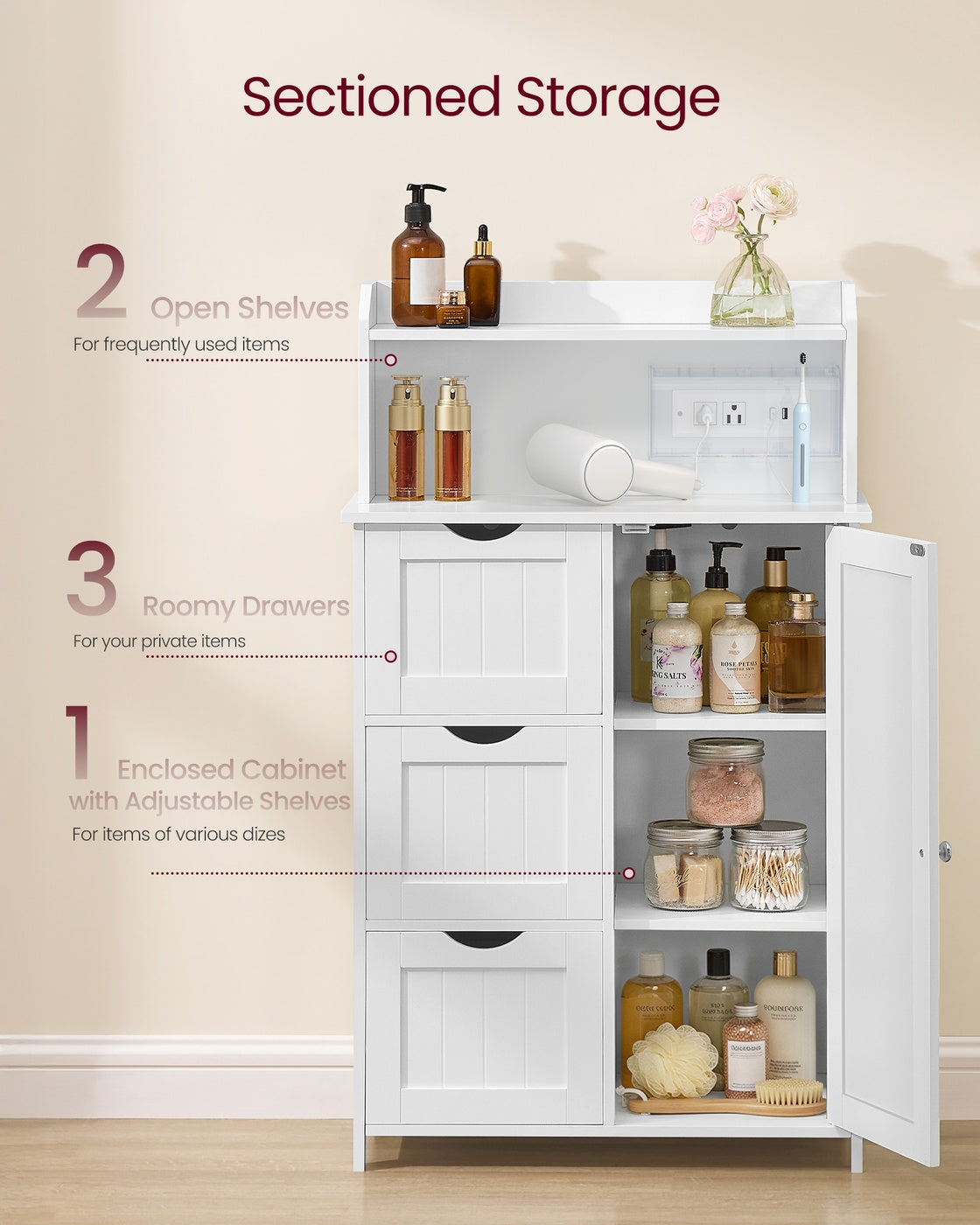 Tall Storage Cabinet With Power Strip