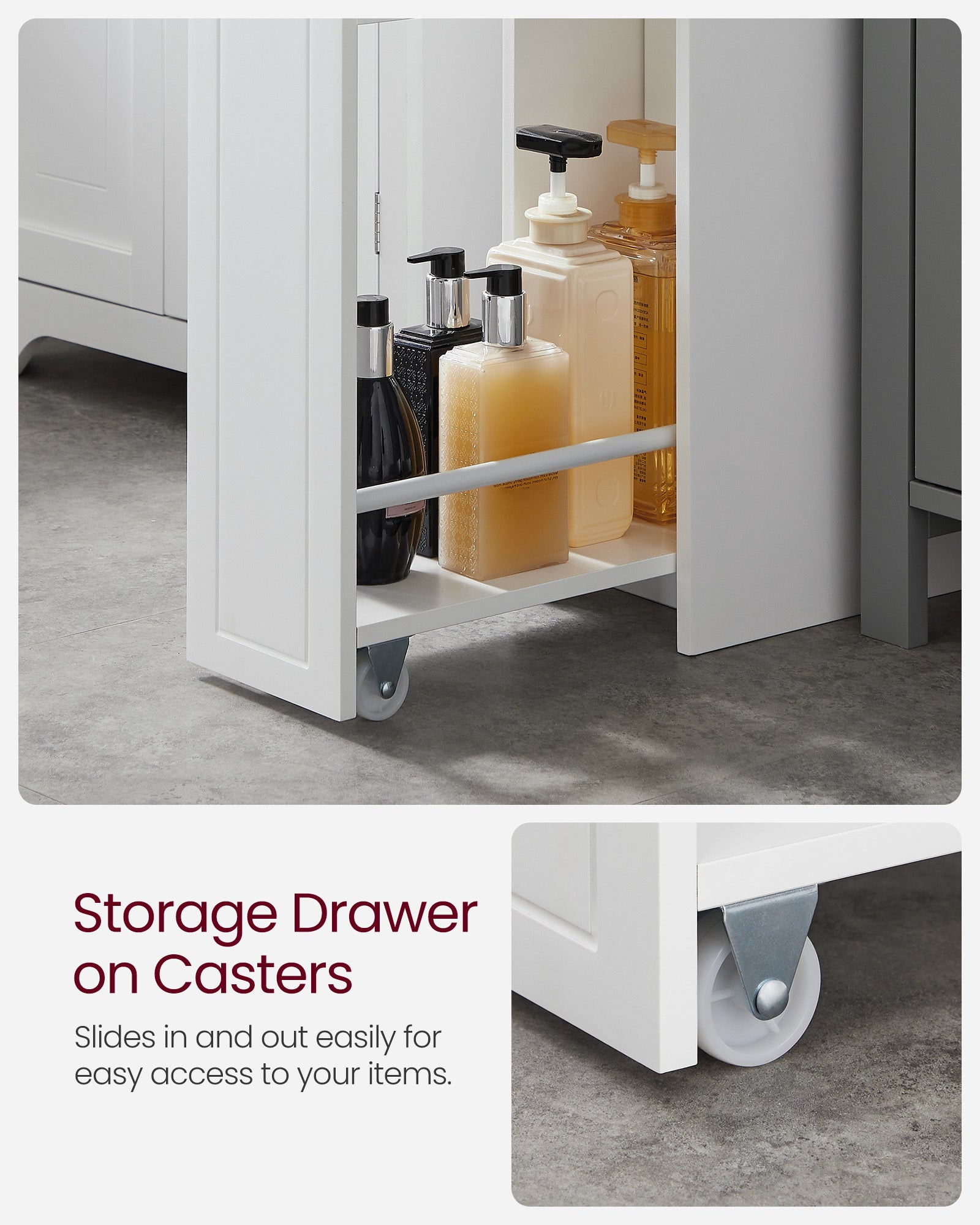 Slim Storage Cabinet - Narrow Storage Organizer with Slide Out Drawers
