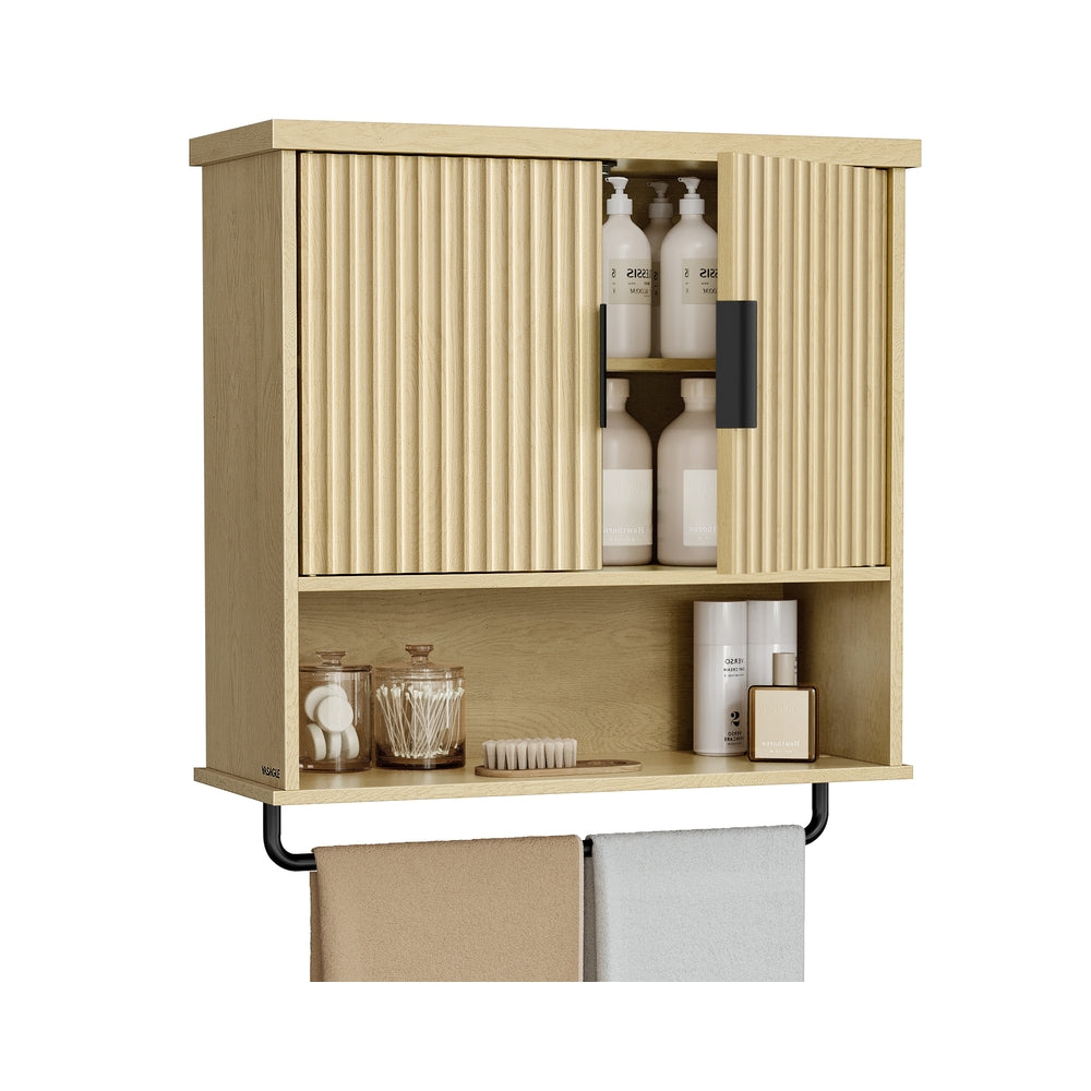 MAXE Collection - Bathroom Cabinet Wall Mounted - Over Toilet Hanging Cabinet - Oak Beige - 7.9"D x 23.6"W x 28.7"H