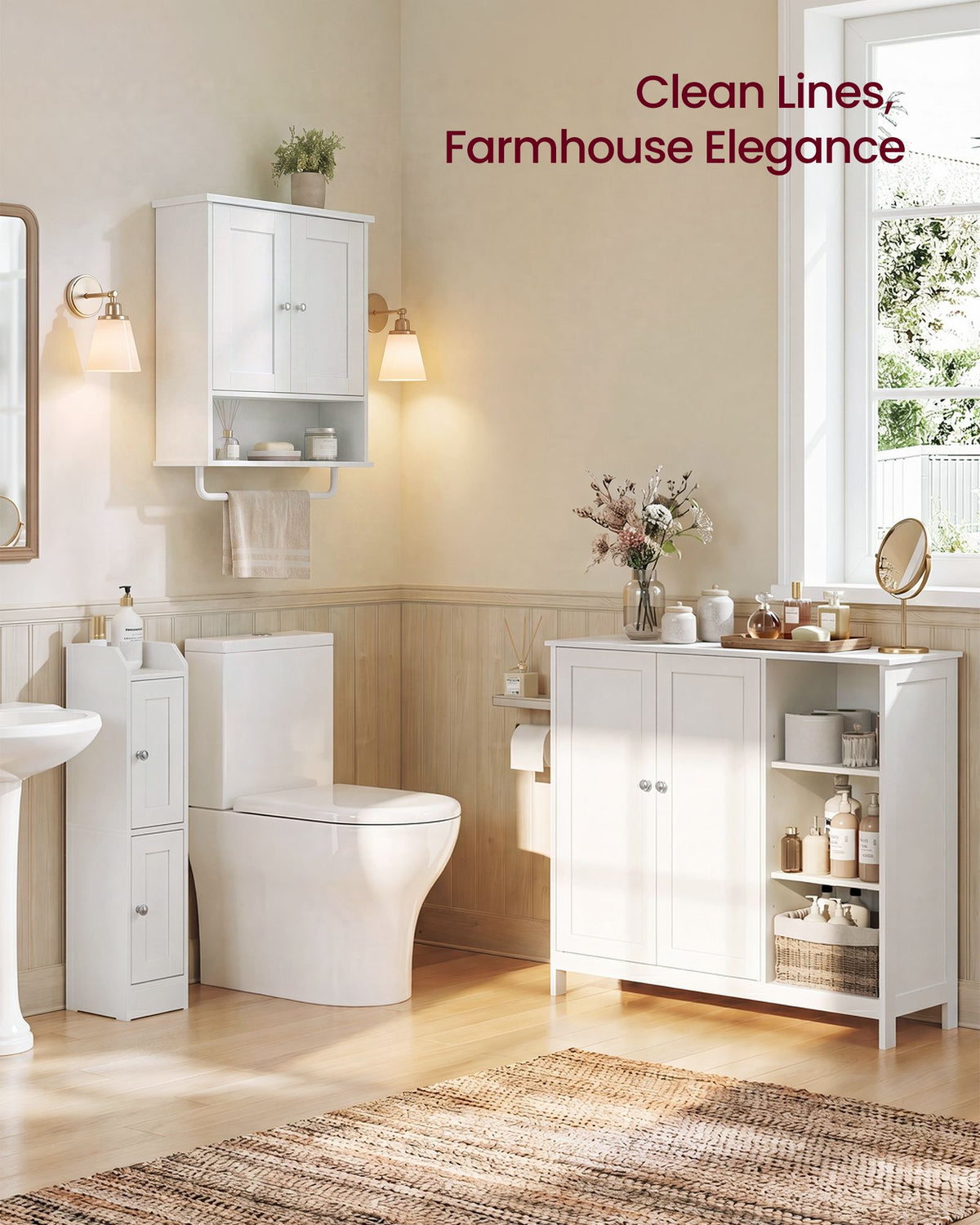 Hanging Bathroom Cabinet - Towel Rod - Recessed Doors - 22 Inch