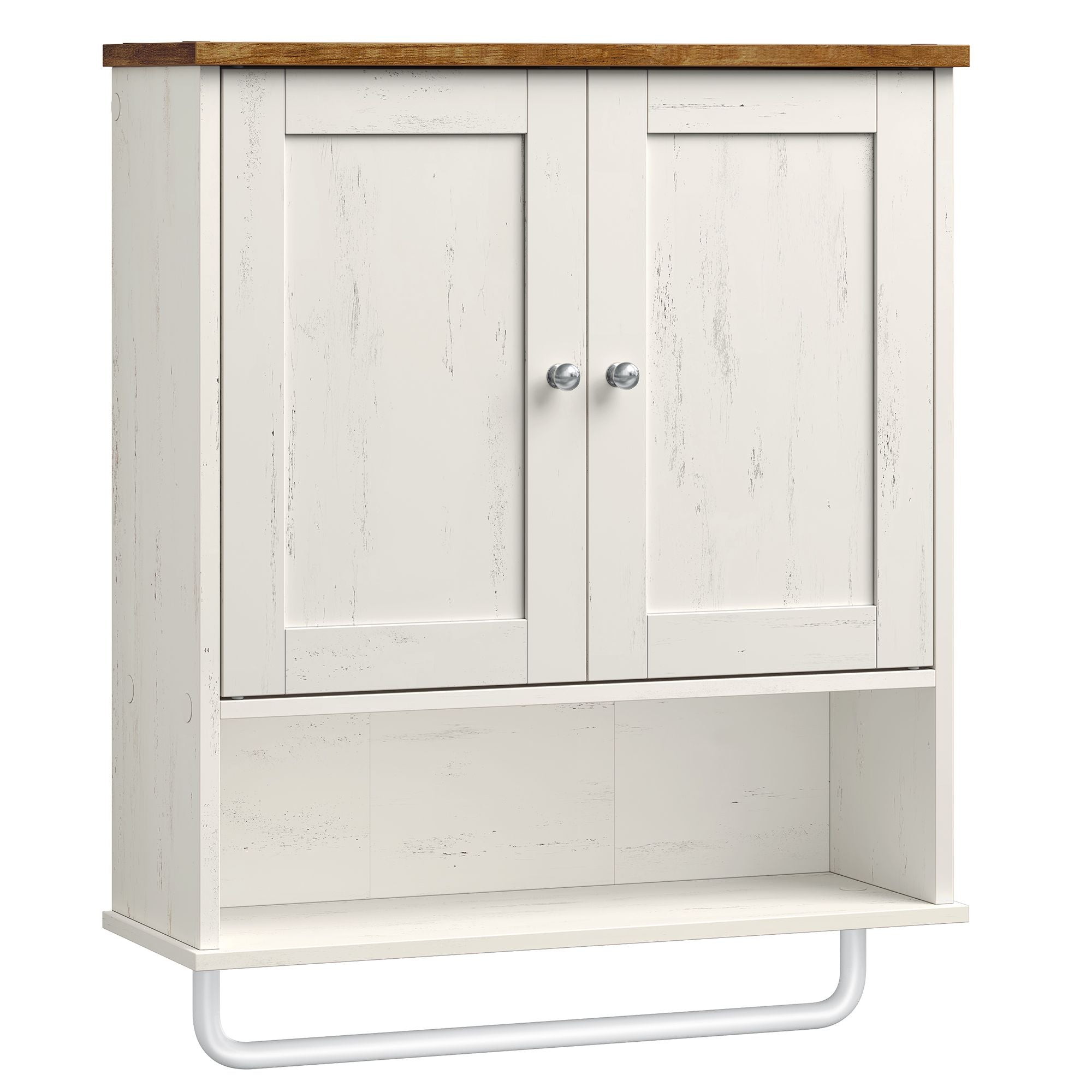 Hanging Bathroom Cabinet - White + Brown