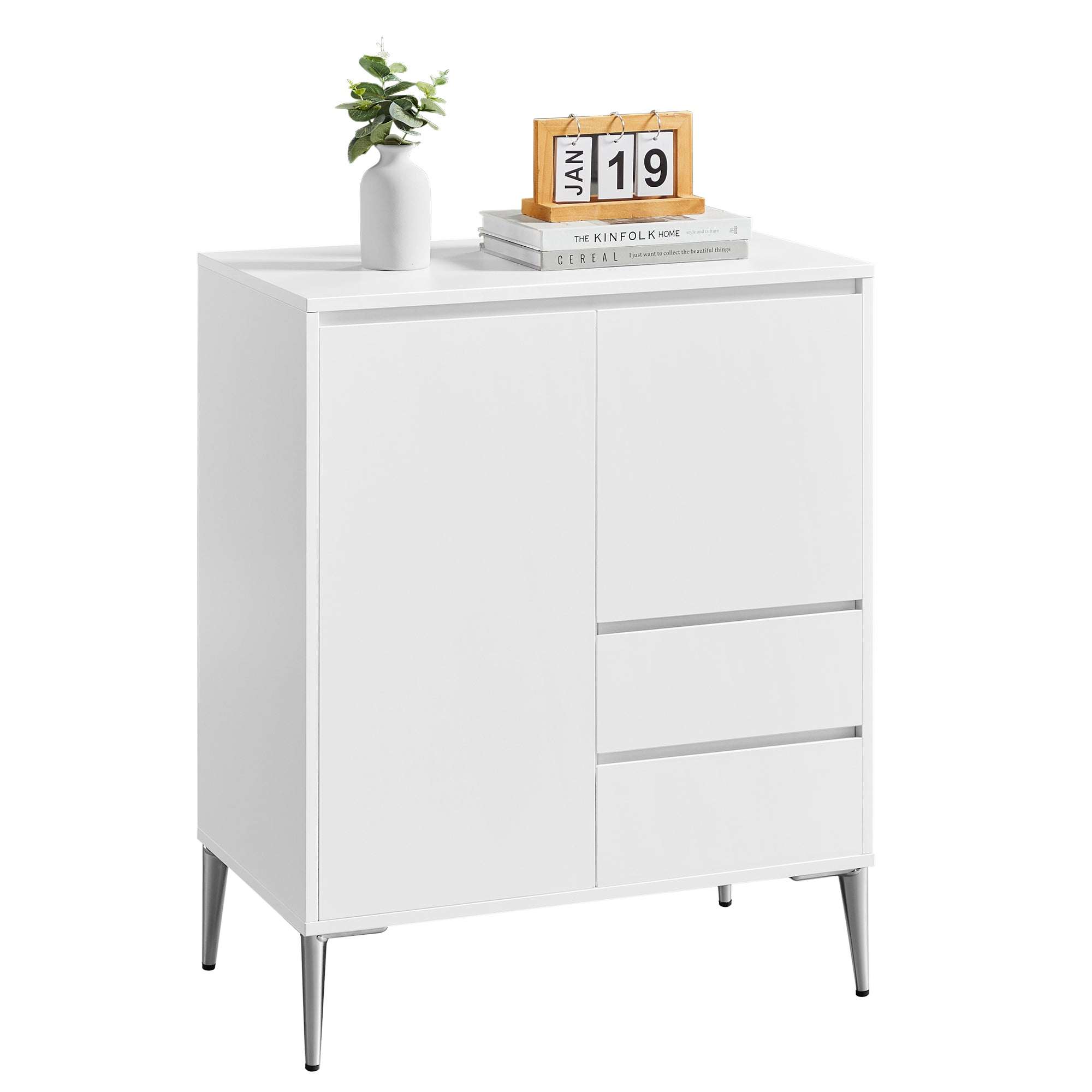 Sideboard - Buffet Cabinet with 2 Drawers - 2 Compartments with Doors and Height Adjustable Shelves