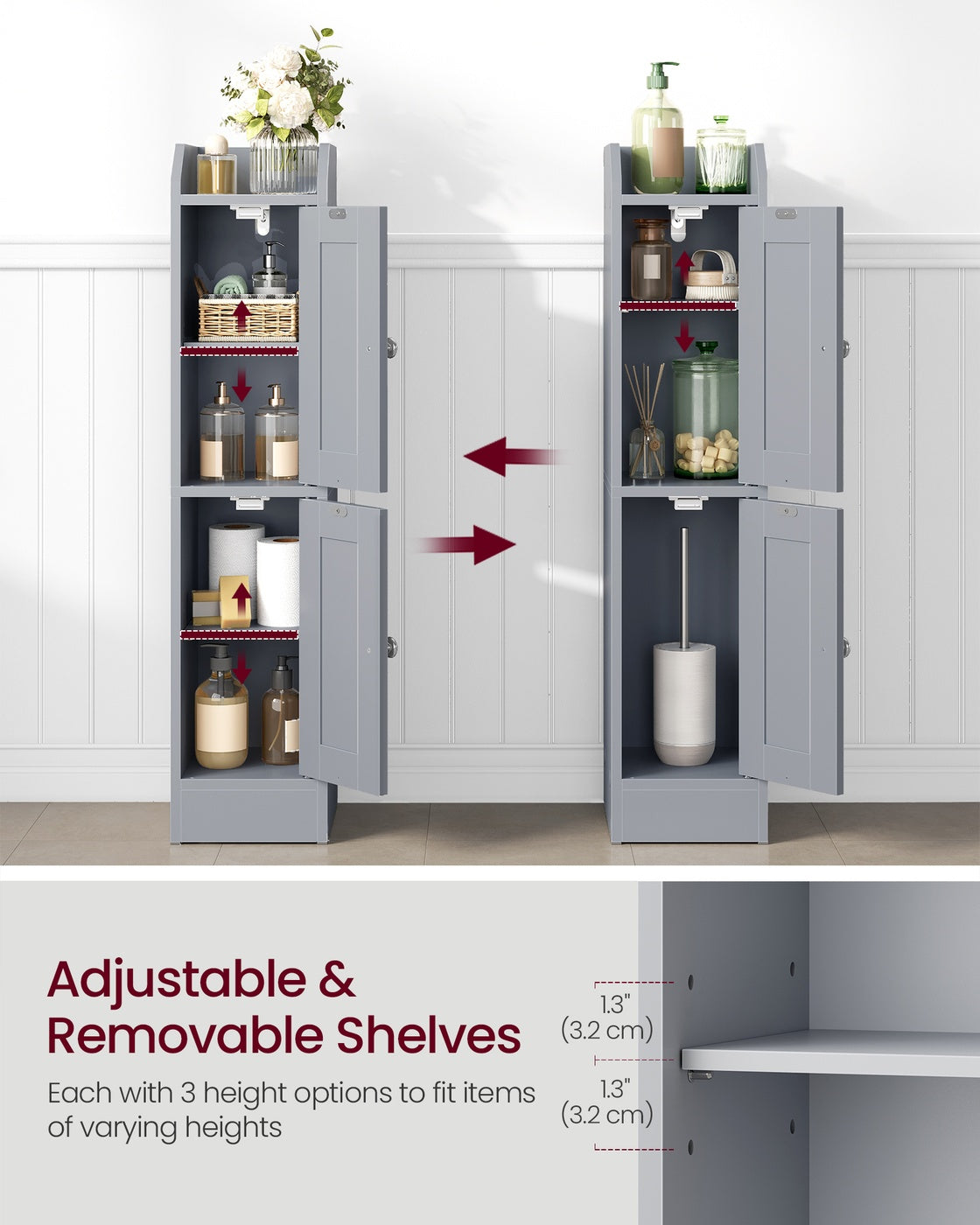 Small Corner Floor Cabinet - With Door - 7.9 x 7.1 x 31.5 inches