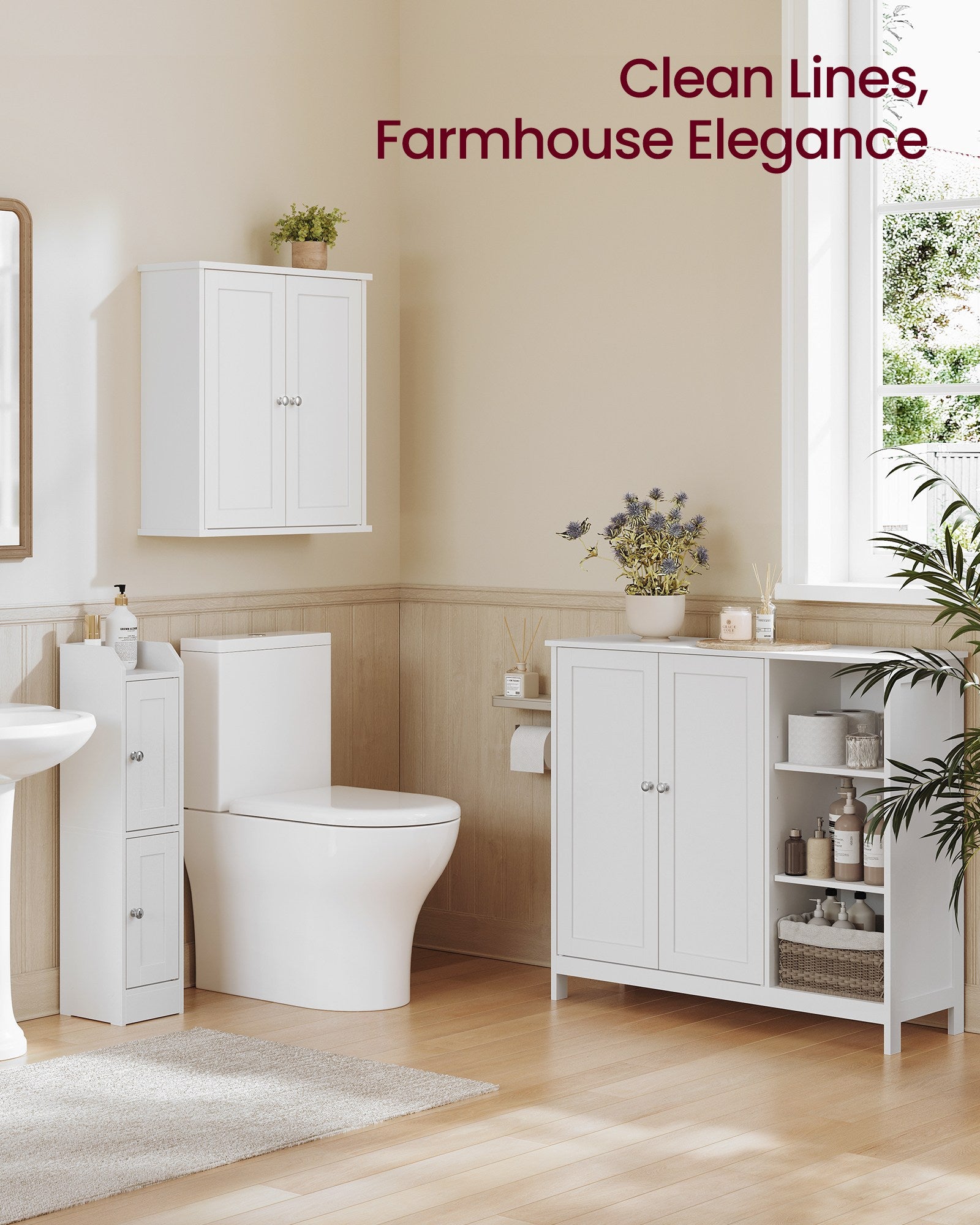 Bathroom Wall Cabinet - Framed Doors - Top Shelf - 22 Inch