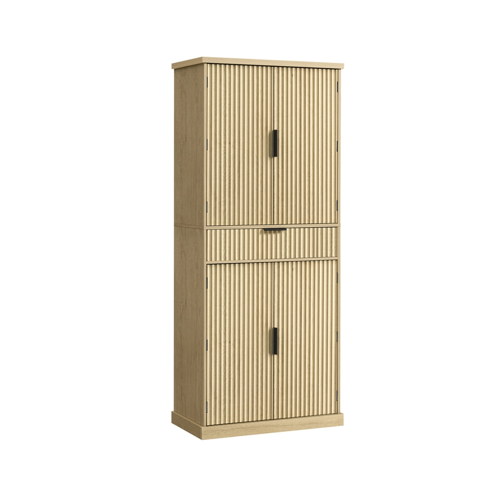 Pantry Cabinet - 15.7 x 30 x 71.7 Inches - Freestanding Tall Cupboard Storage Cabinet with a Drawer - Oak Beige