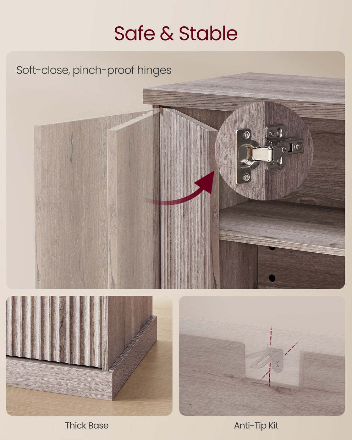 MAXE Collection - Buffet Cabinet - Console Cabinet - Washed Gray