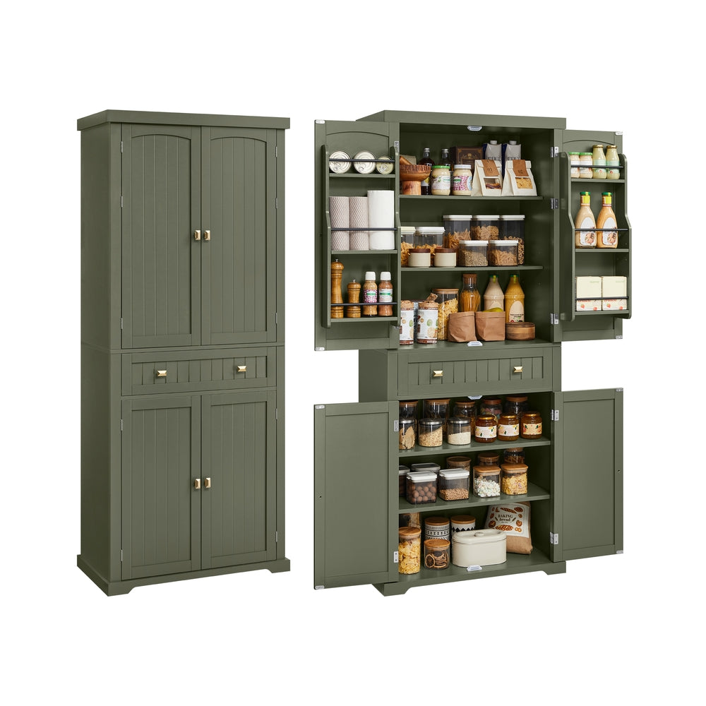Pantry Cabinet - 15.7 x 30 x 71.7 Inches - Freestanding Tall Cupboard Storage Cabinet with a Drawer - Forest Green