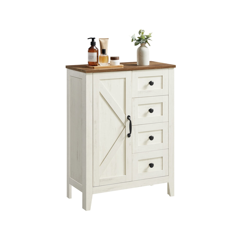 Farmhouse Bathroom Cabinet - 4 Drawers - 31 Inch - Floor Storage - White