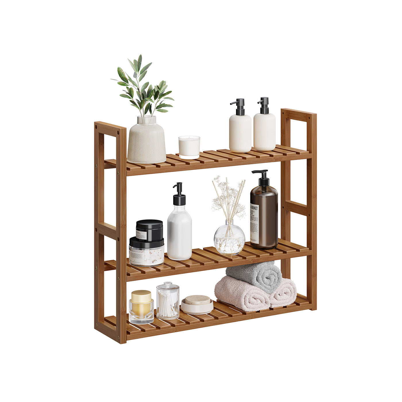 3-Tier Bamboo Bathroom Shelf - 24 Inch - Slim Storage Rack