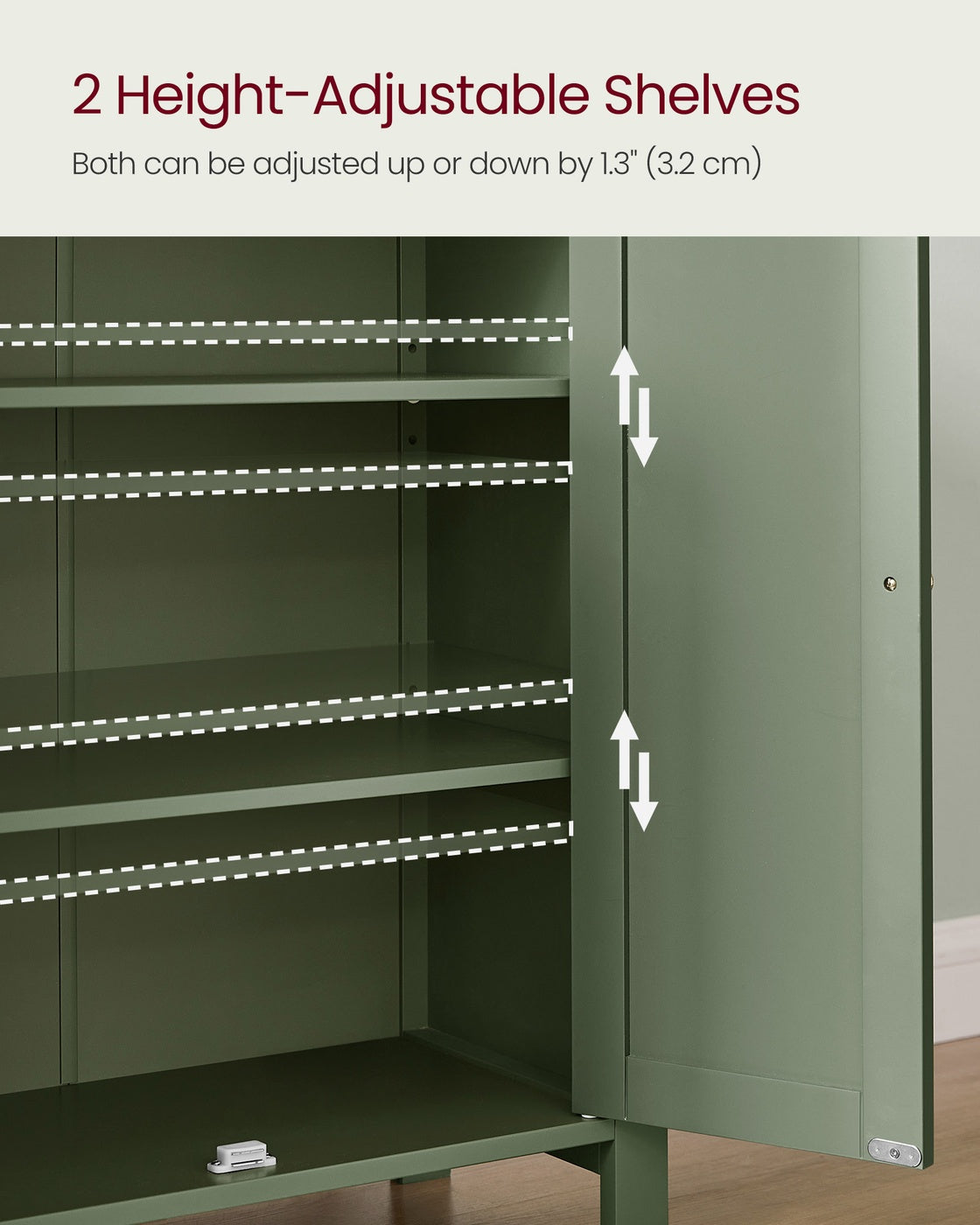 Bathroom Storage Unit with 2 Adjustable Shelves - Forest Green